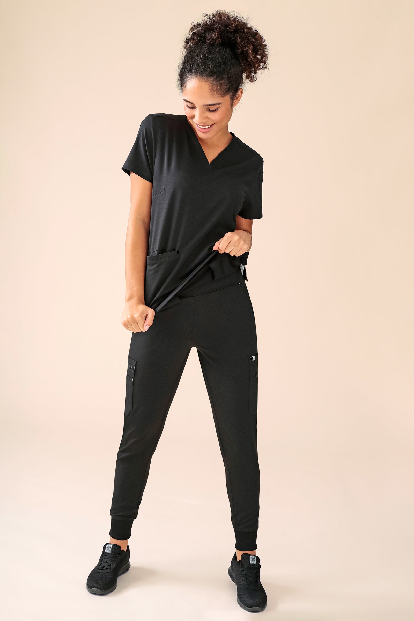 KAERE Schlupfkasack Damen - V-Ausschnitt schwarz