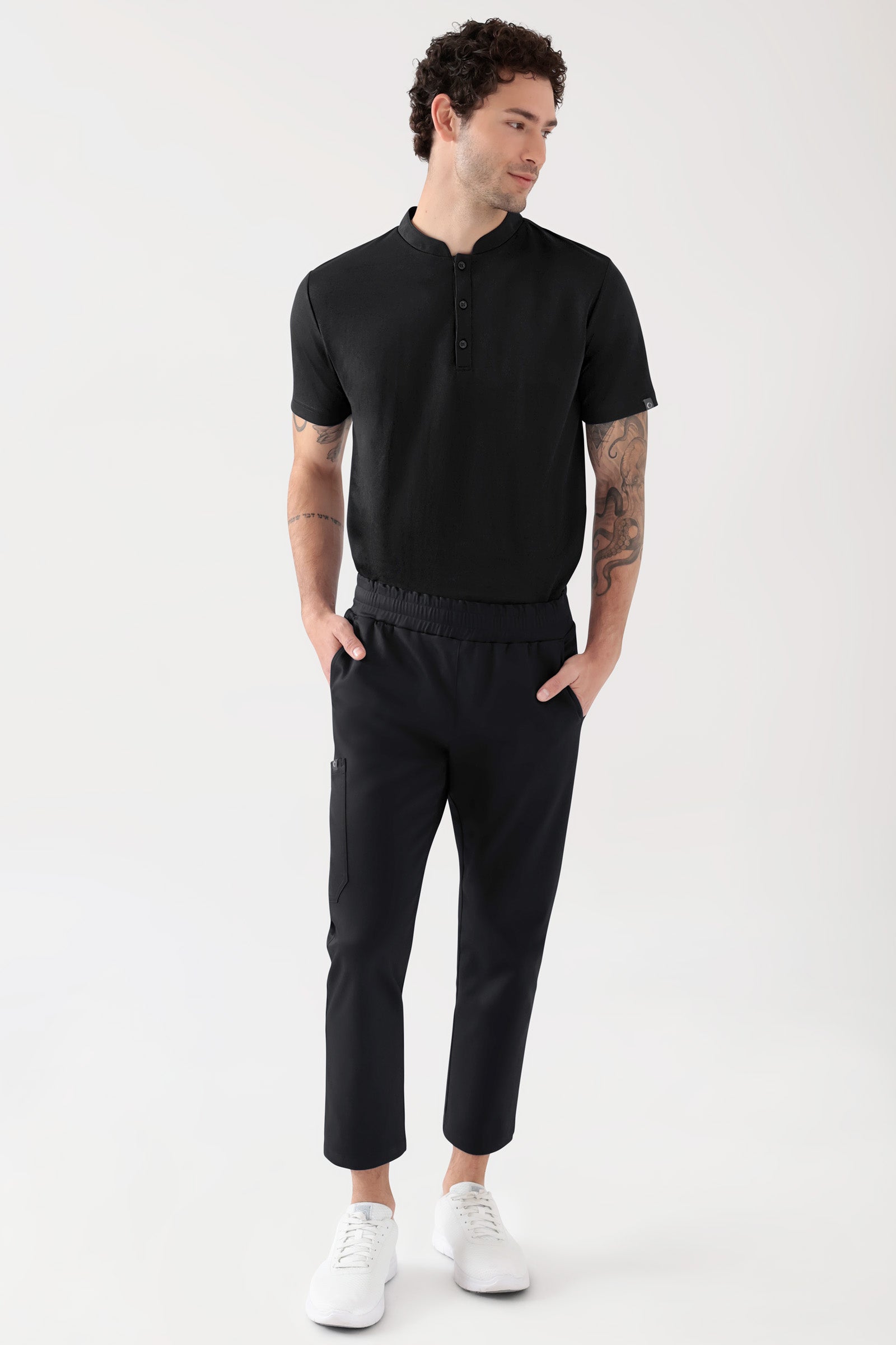 COMFY FLEX Stretch Hose Unisex - 7/8 Länge schwarz, Vue de face Le mannequin mesure 188 cm et porte la taille M
