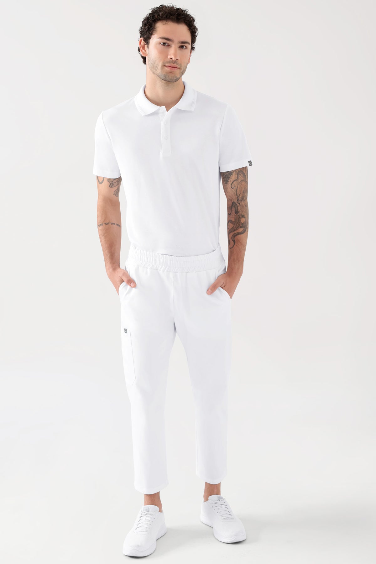 COMFY FLEX Stretch Hose Unisex - 7/8 Länge weiss, Vue de face Le mannequin mesure 188 cm et porte la taille M