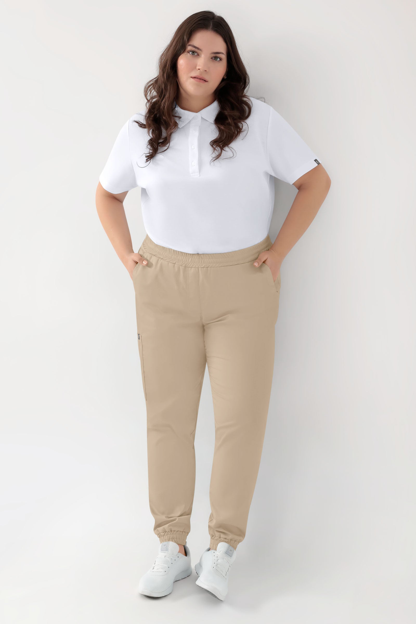 GREEN Stretch Hose Damen - Jogpants Style sand, Vue de face 