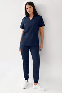 GREEN Stretch Schlupfkasack Damen - V-Ausschnitt navy