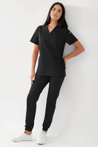 GREEN Stretch Schlupfkasack Damen - V-Ausschnitt schwarz