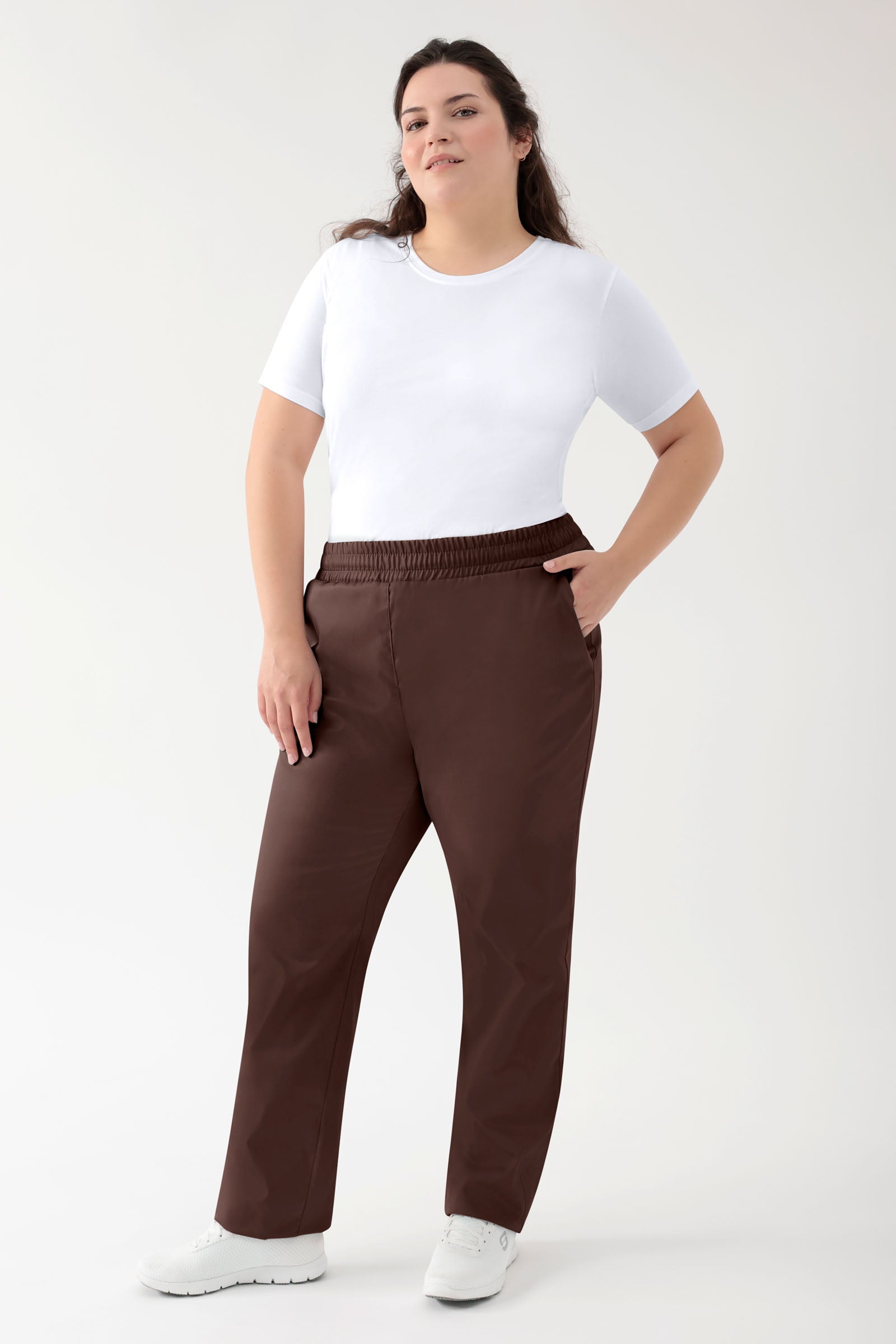 GREEN Stretch Hose Unisex - Rundumgummibund coffee, Vue de face 