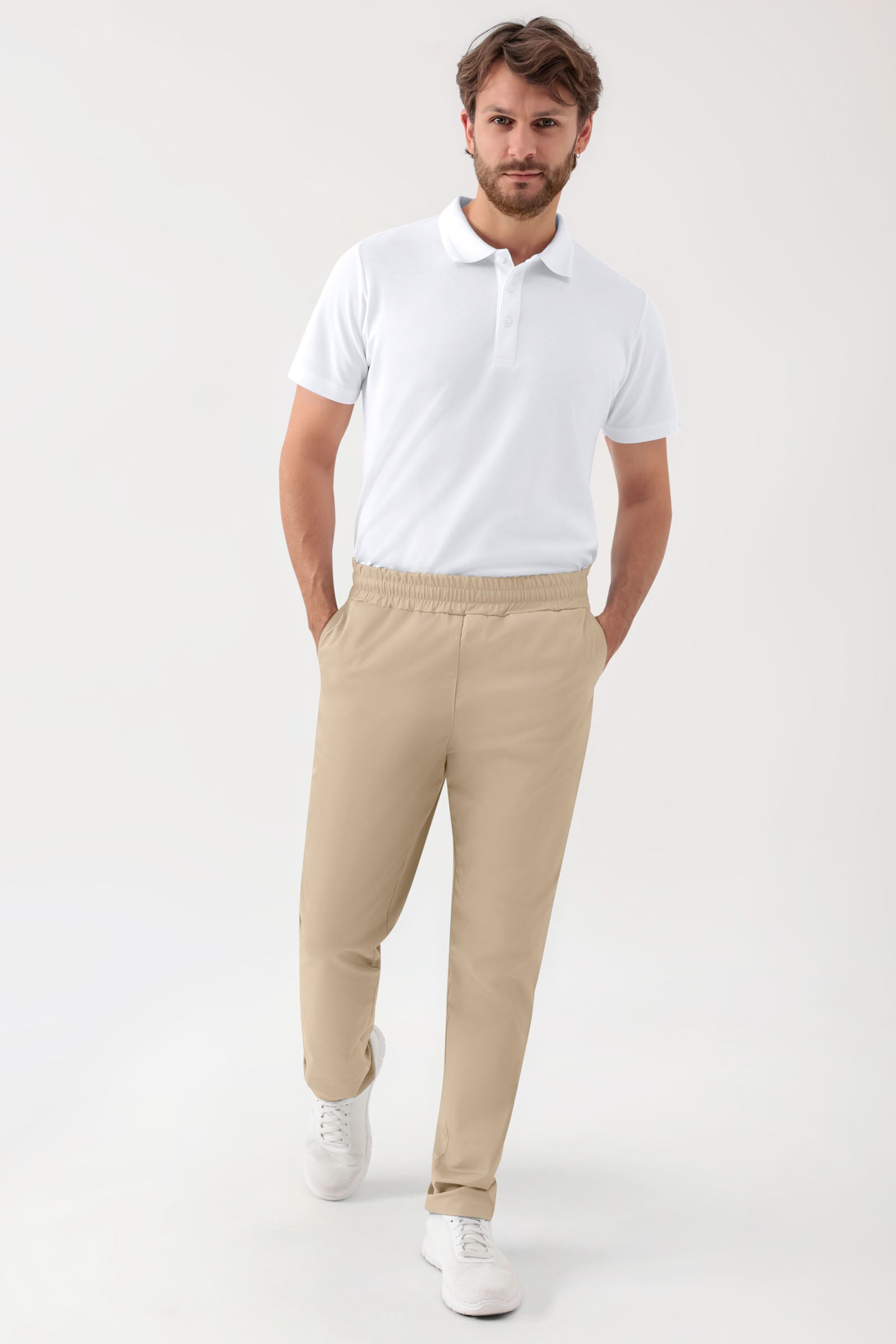 GREEN Stretch Hose Unisex - Rundumgummibund sand, Vue de face 