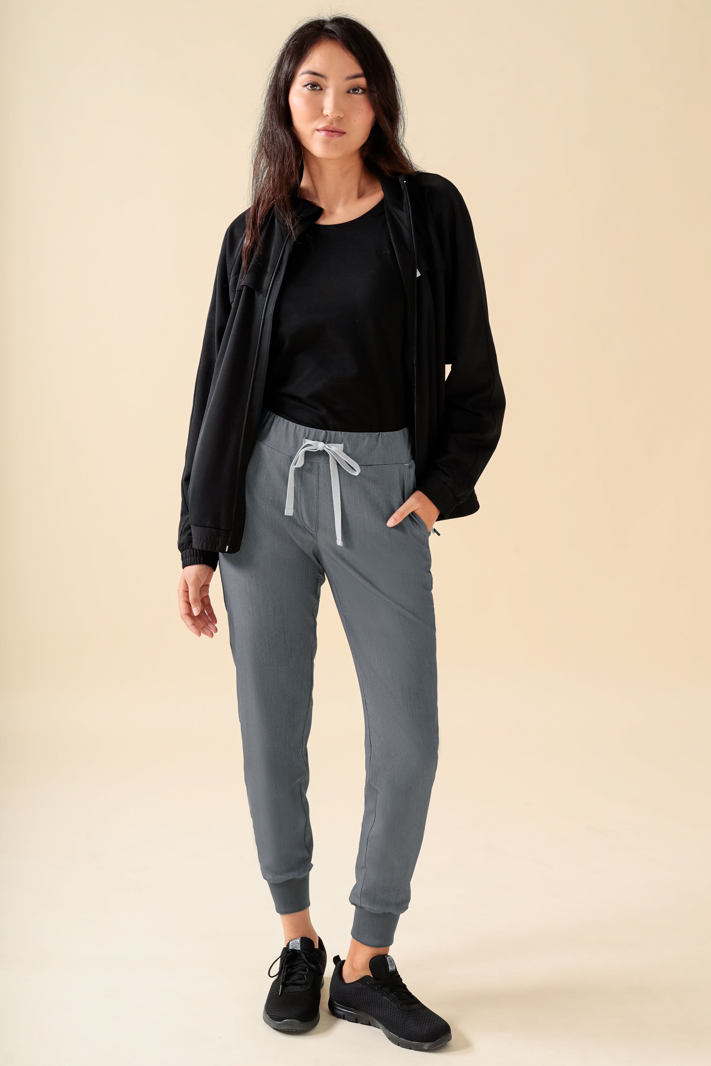 KAERE Hose Damen - Saumbündchen ohne Beintaschen grau melange, Vue de face 