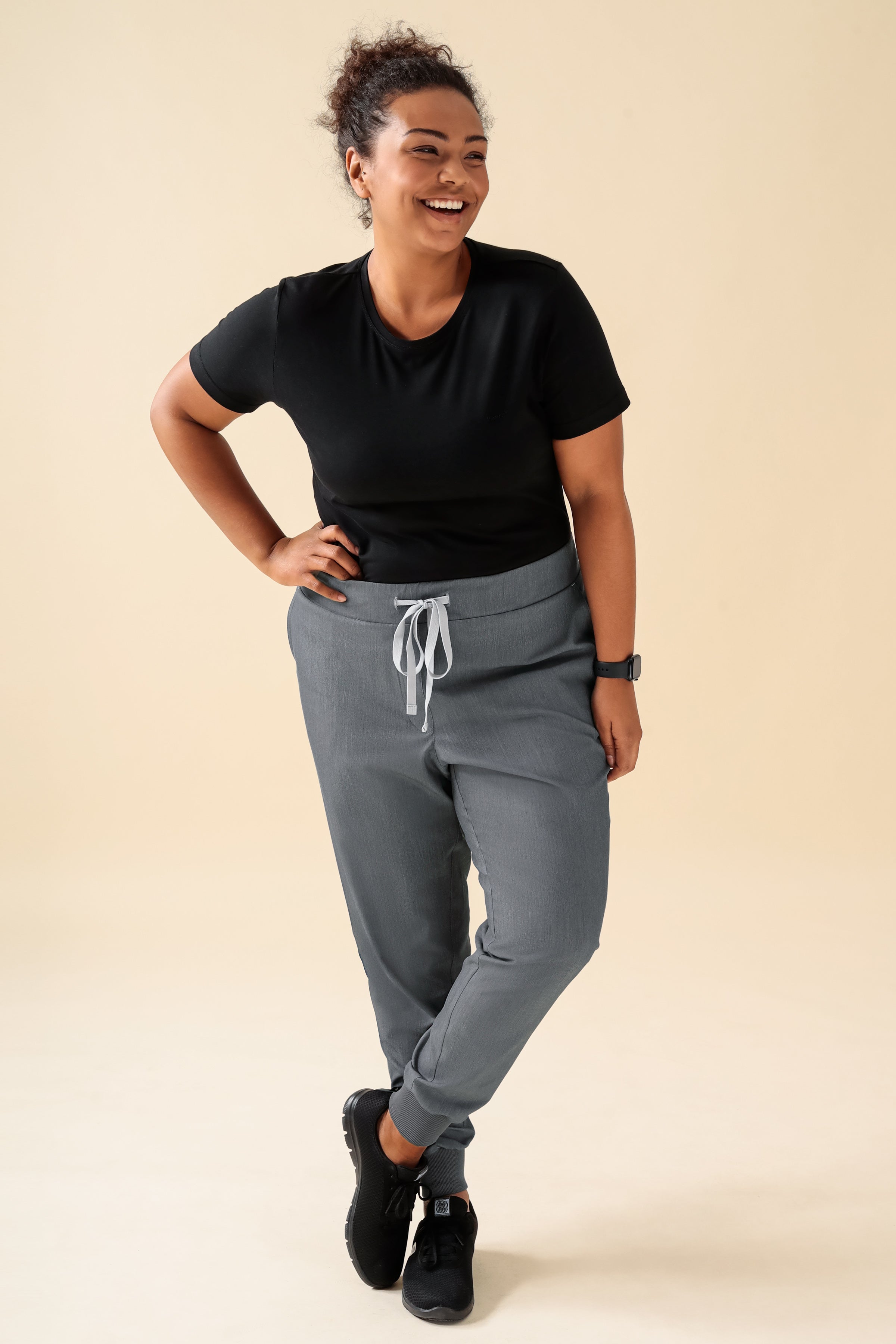 KAERE Hose Damen - Saumbündchen ohne Beintaschen grau melange, Vue de face 