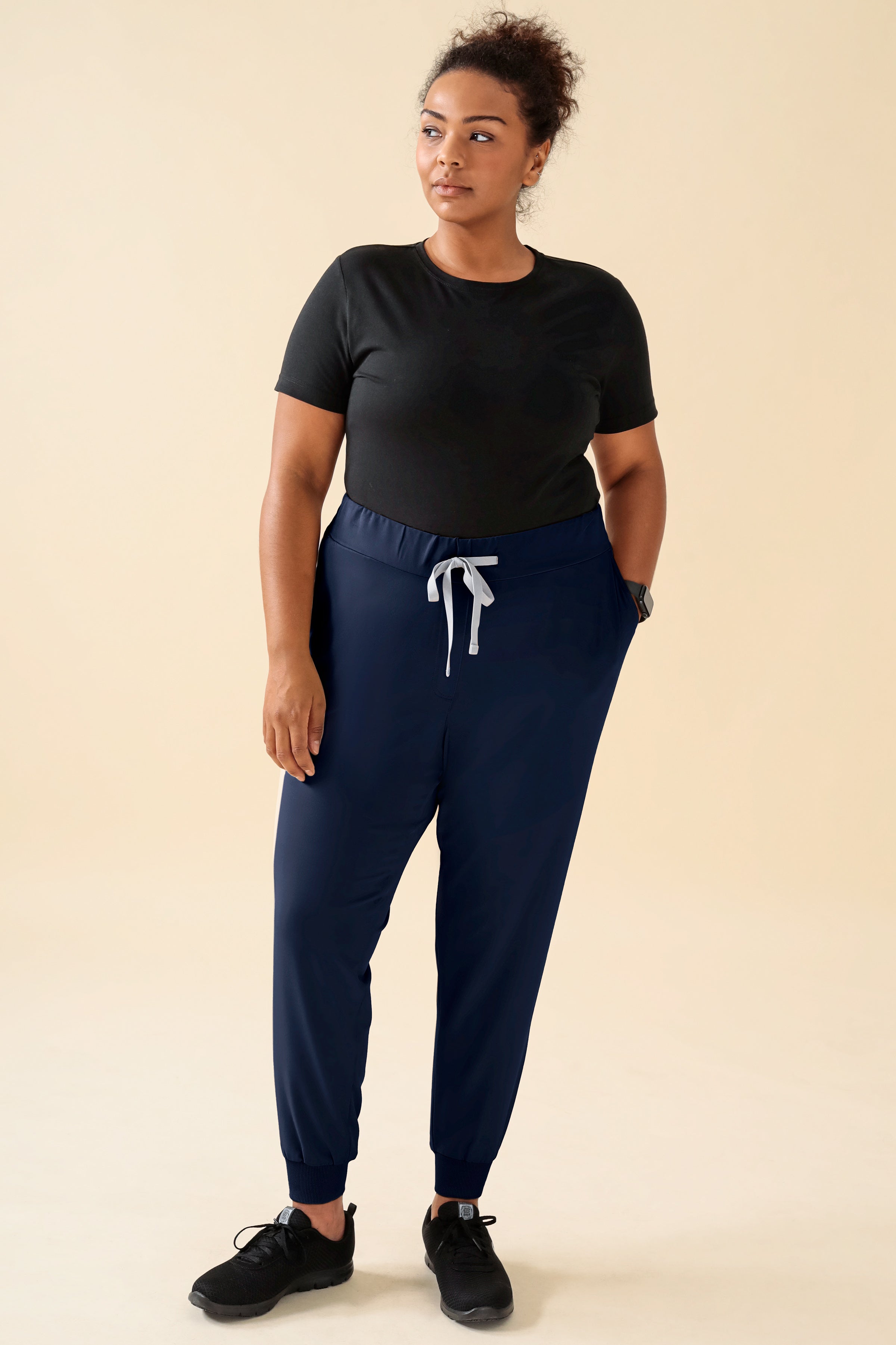 KAERE Hose Damen - Saumbündchen ohne Beintaschen navy, Vue de face 