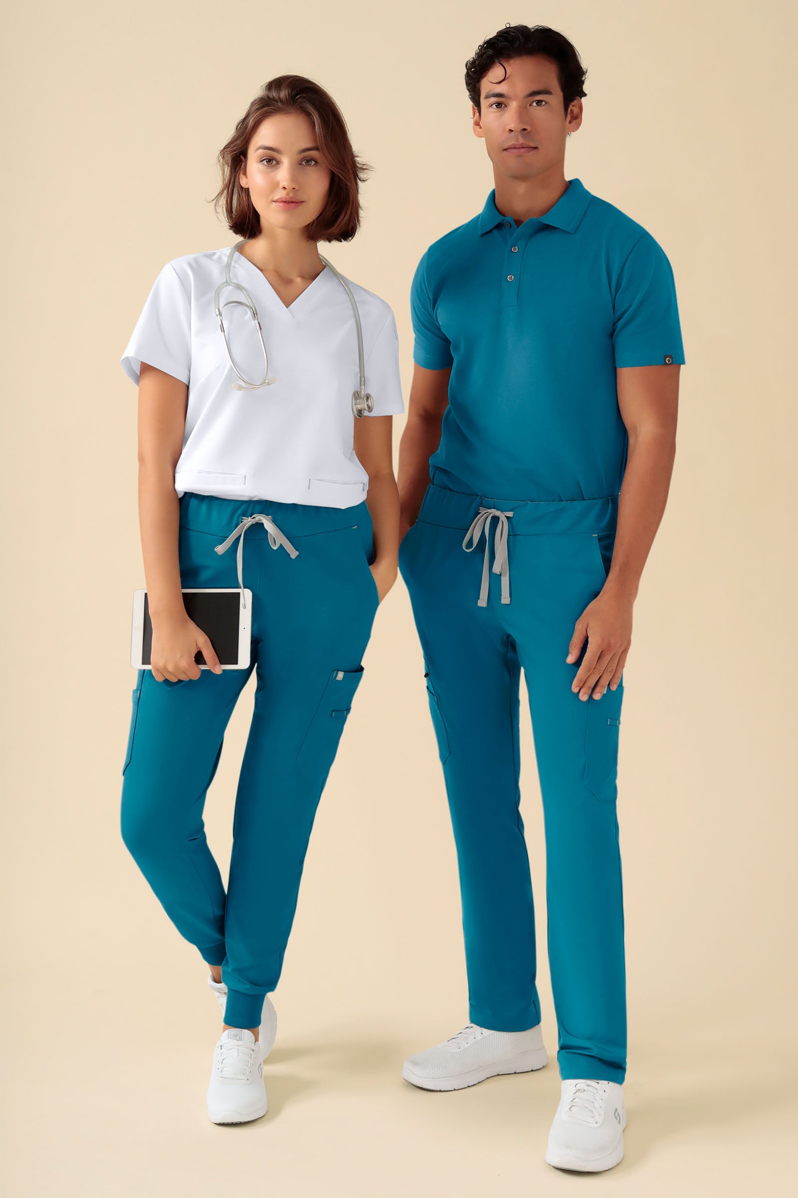 KAERE Hose Damen - Saumbündchen mit Beintaschen petrol, Vue de face 