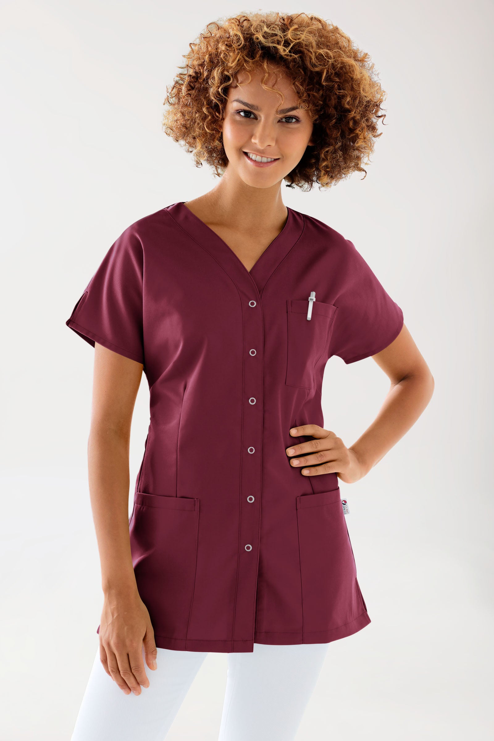 JUST STRONG Kasack Damen - durchgeknöpft bordeaux