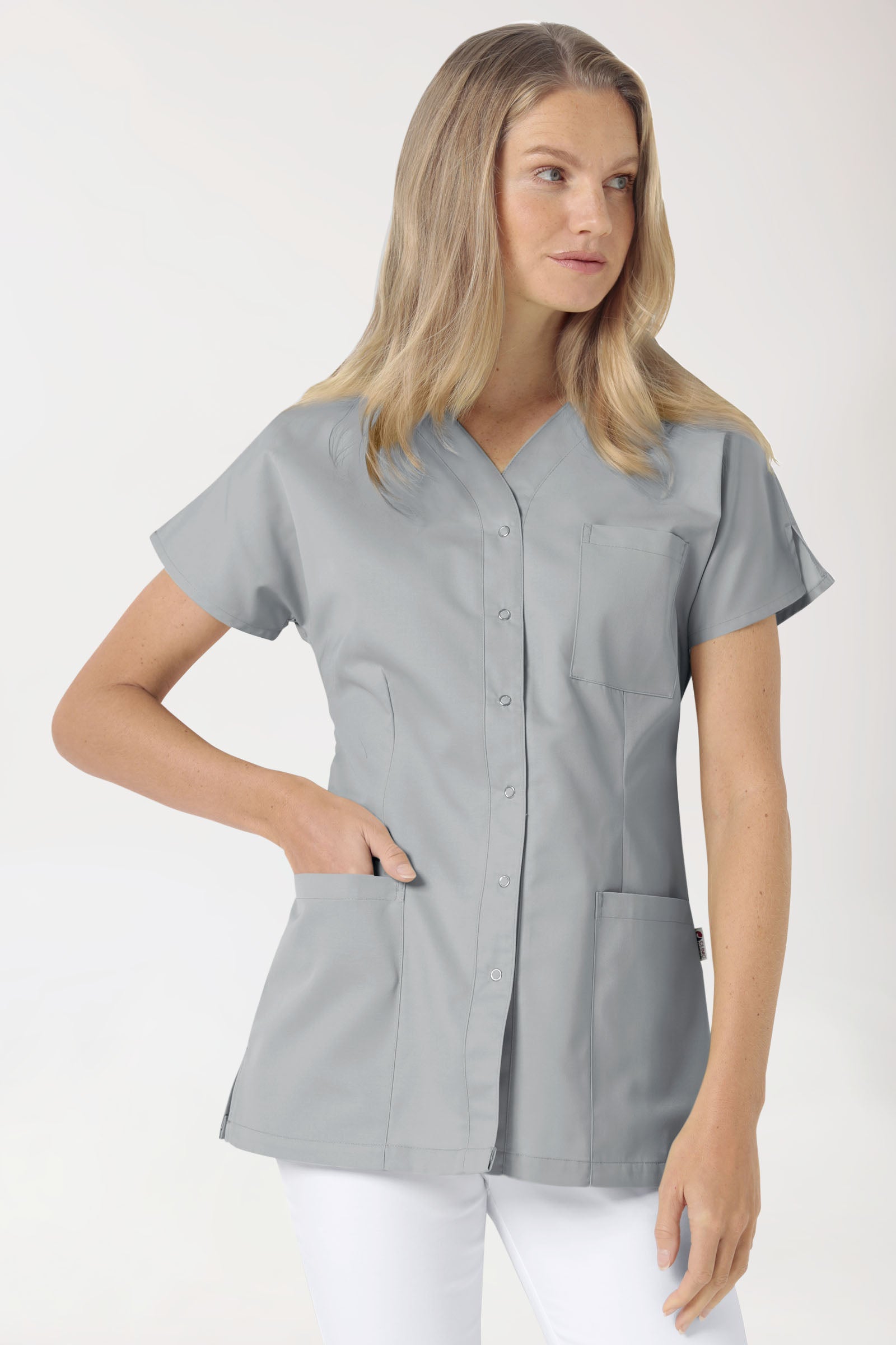 JUST STRONG Kasack Damen - durchgeknöpft grau