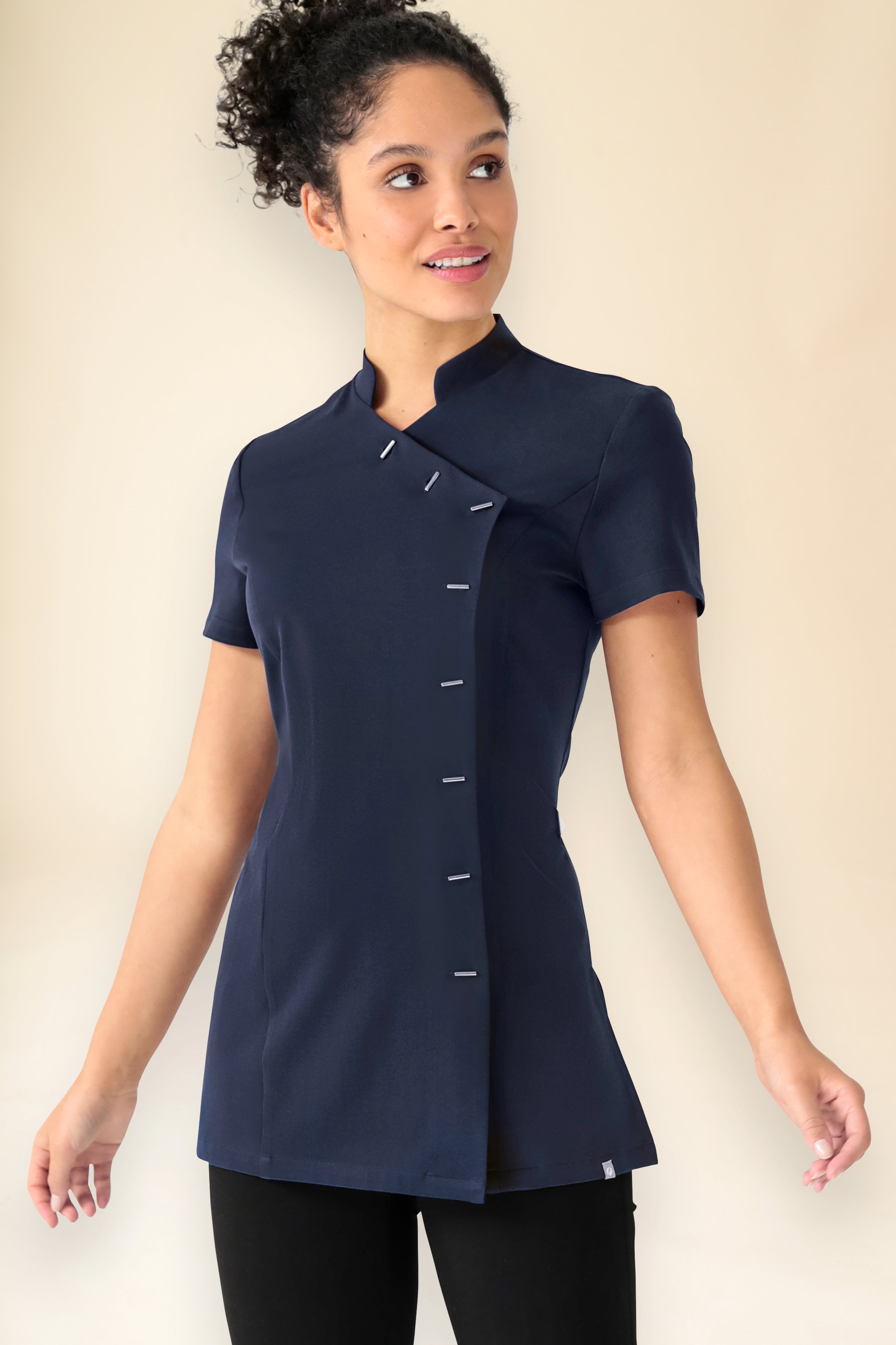 KAERE Kasack Damen - asymmetrische Knopfleiste navy