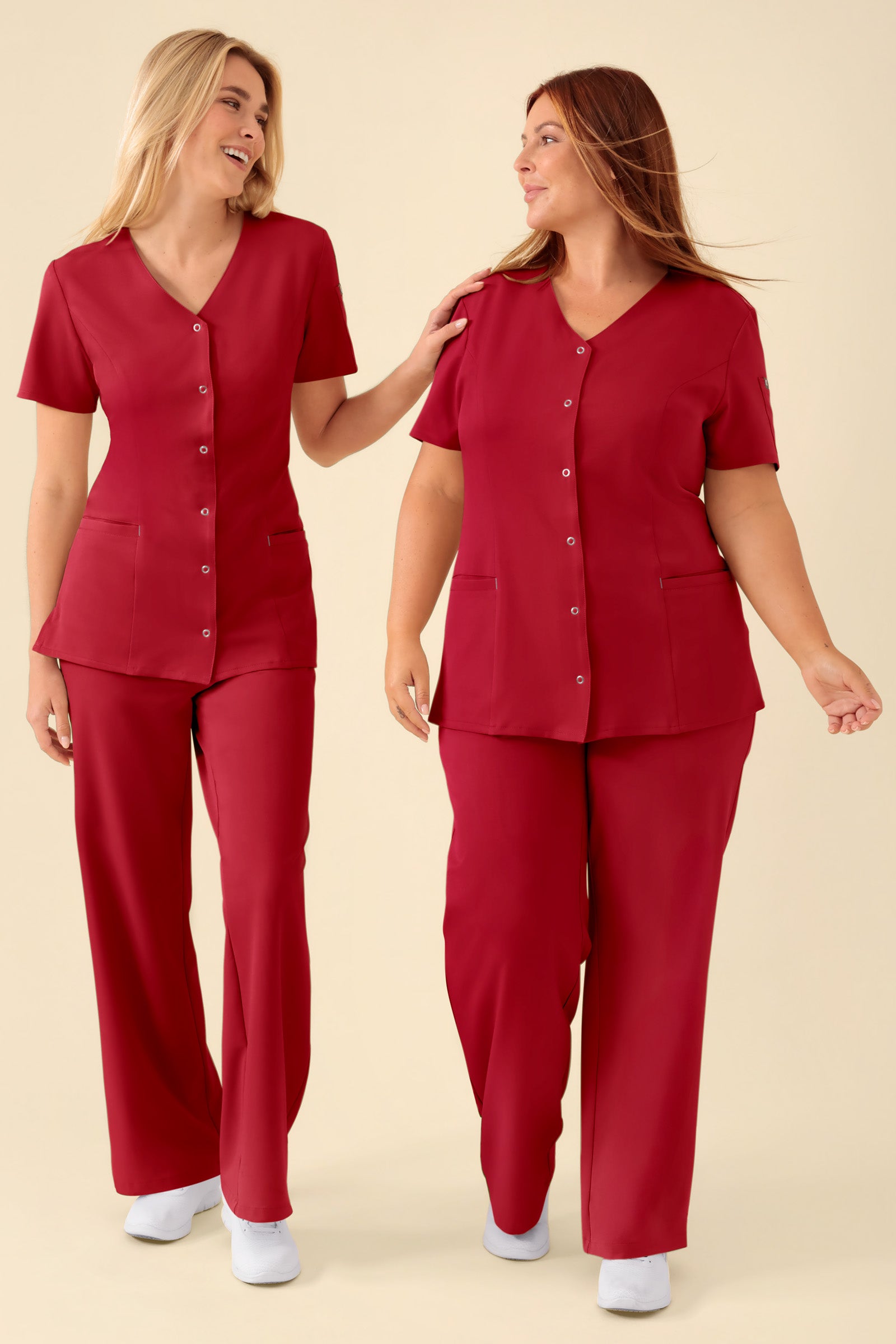 KAERE Kasack Damen - durchgeknöpft rot, Vue de face 