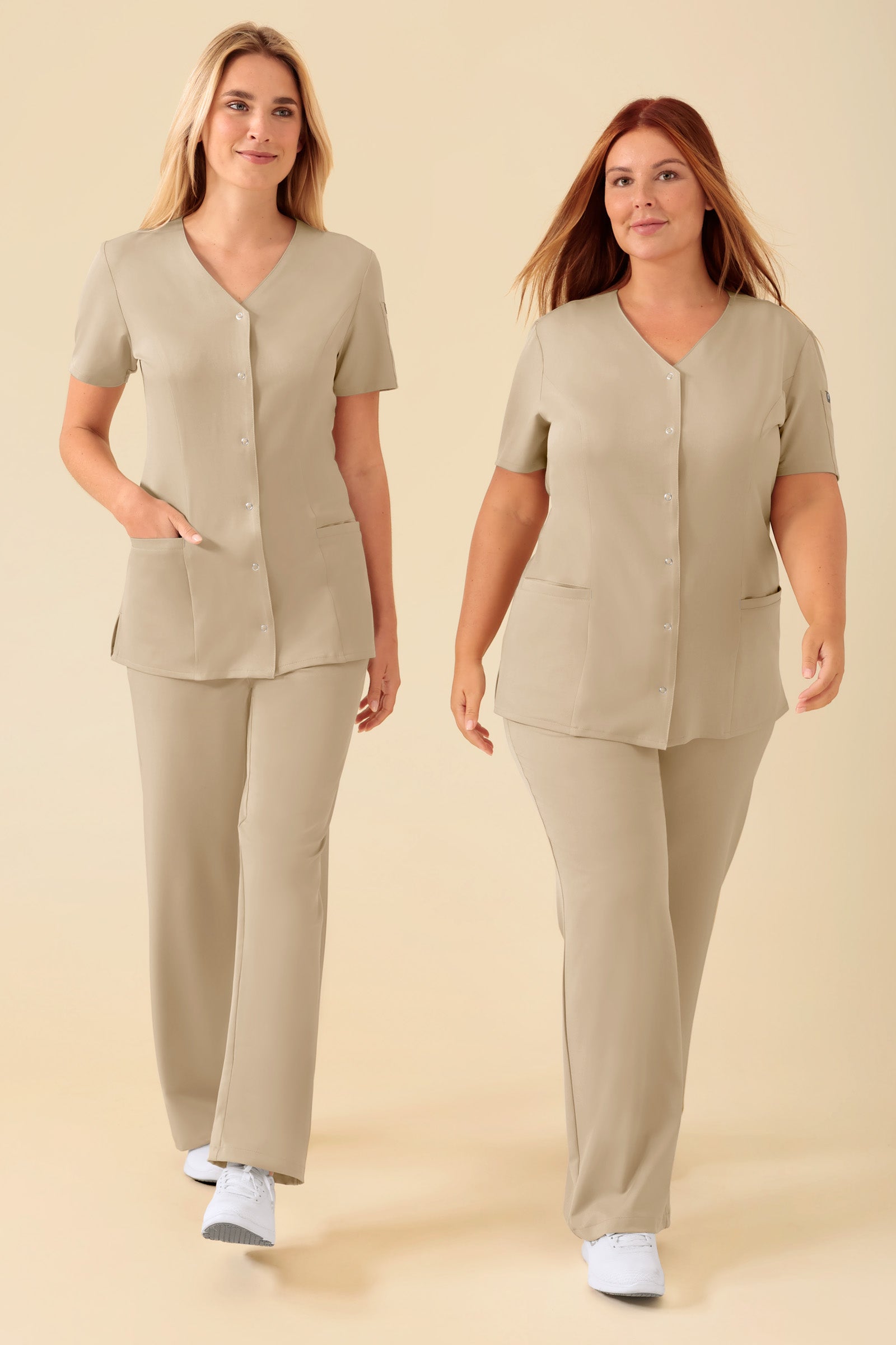 KAERE Kasack Damen - durchgeknöpft sand, Vue de face 