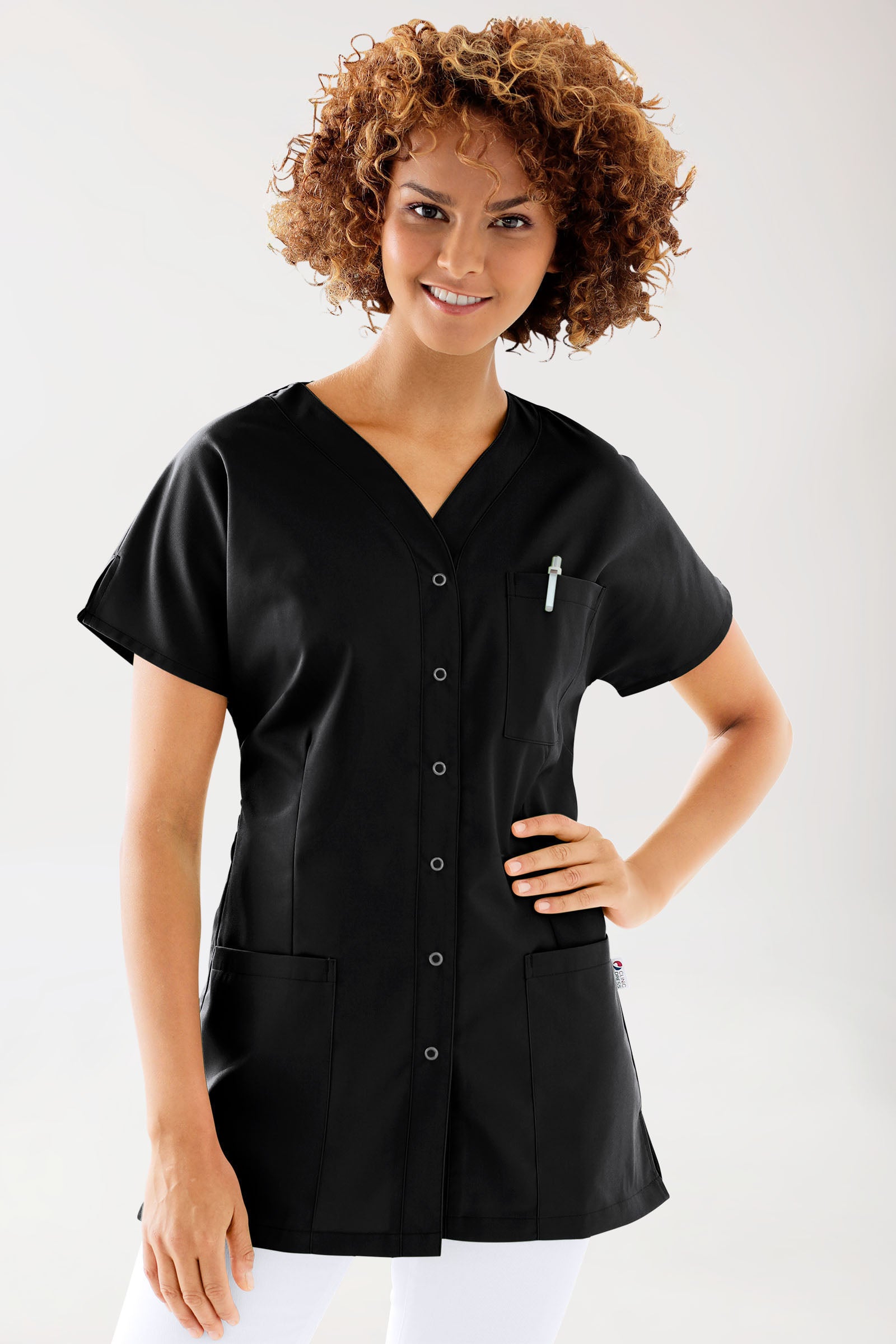 JUST STRONG Kasack Damen - durchgeknöpft schwarz