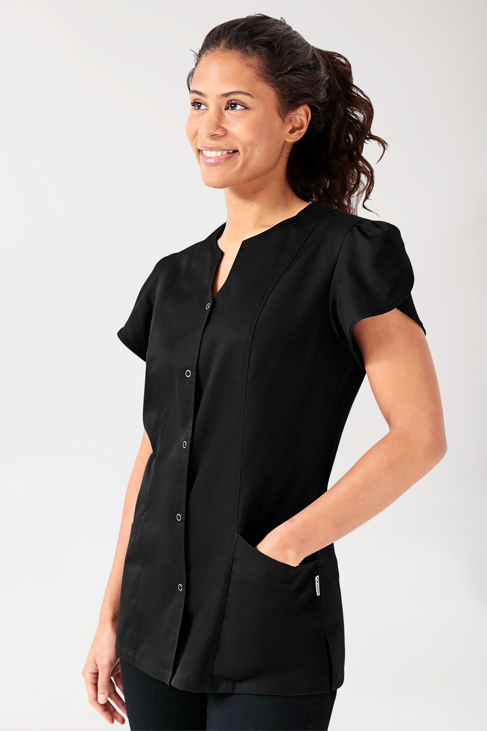 Beauty Kasack Damen - mit Puffärmel schwarz