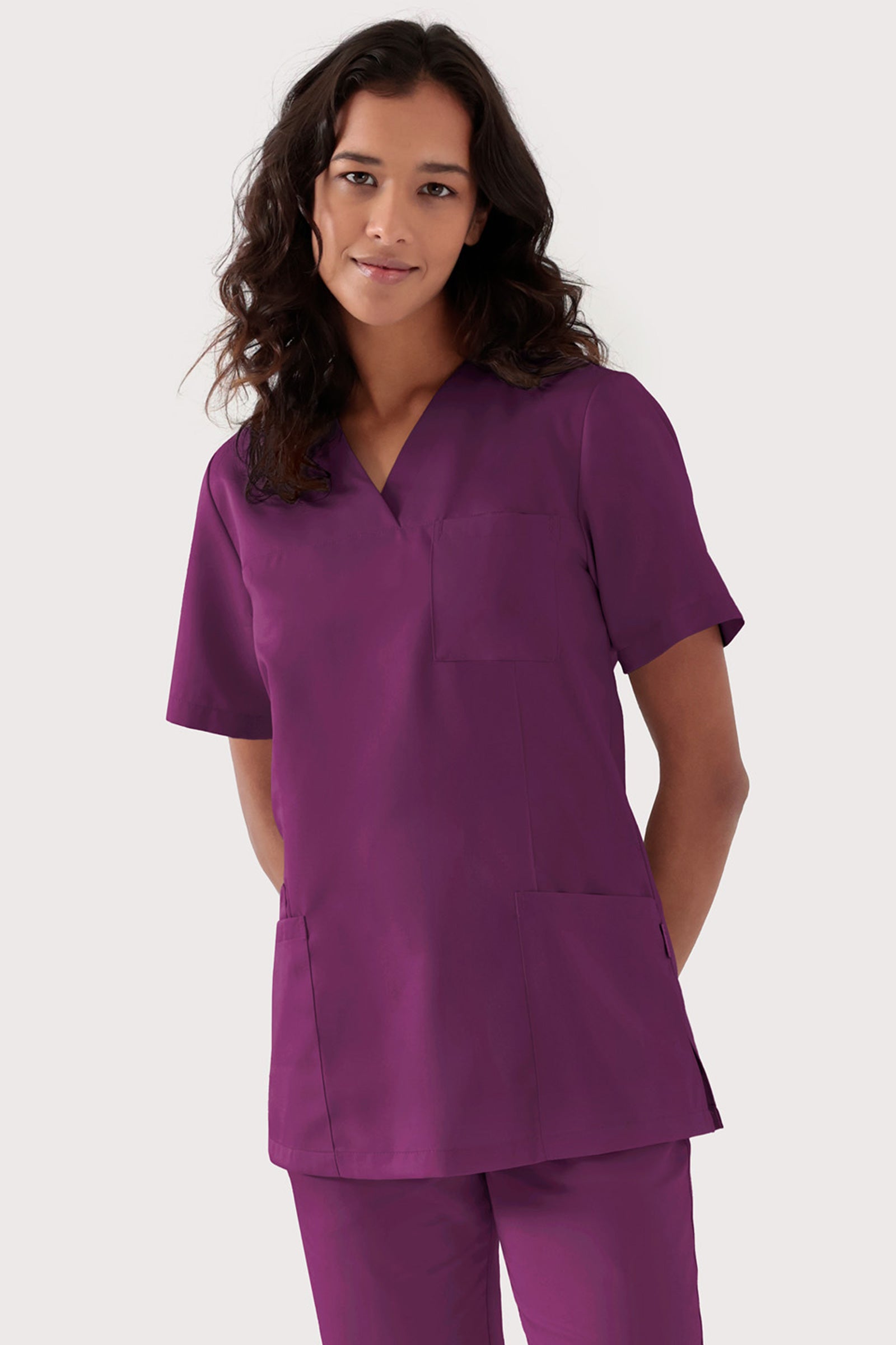 TENCEL™ Schlupfkasack Damen - V-Ausschnitt black berry
