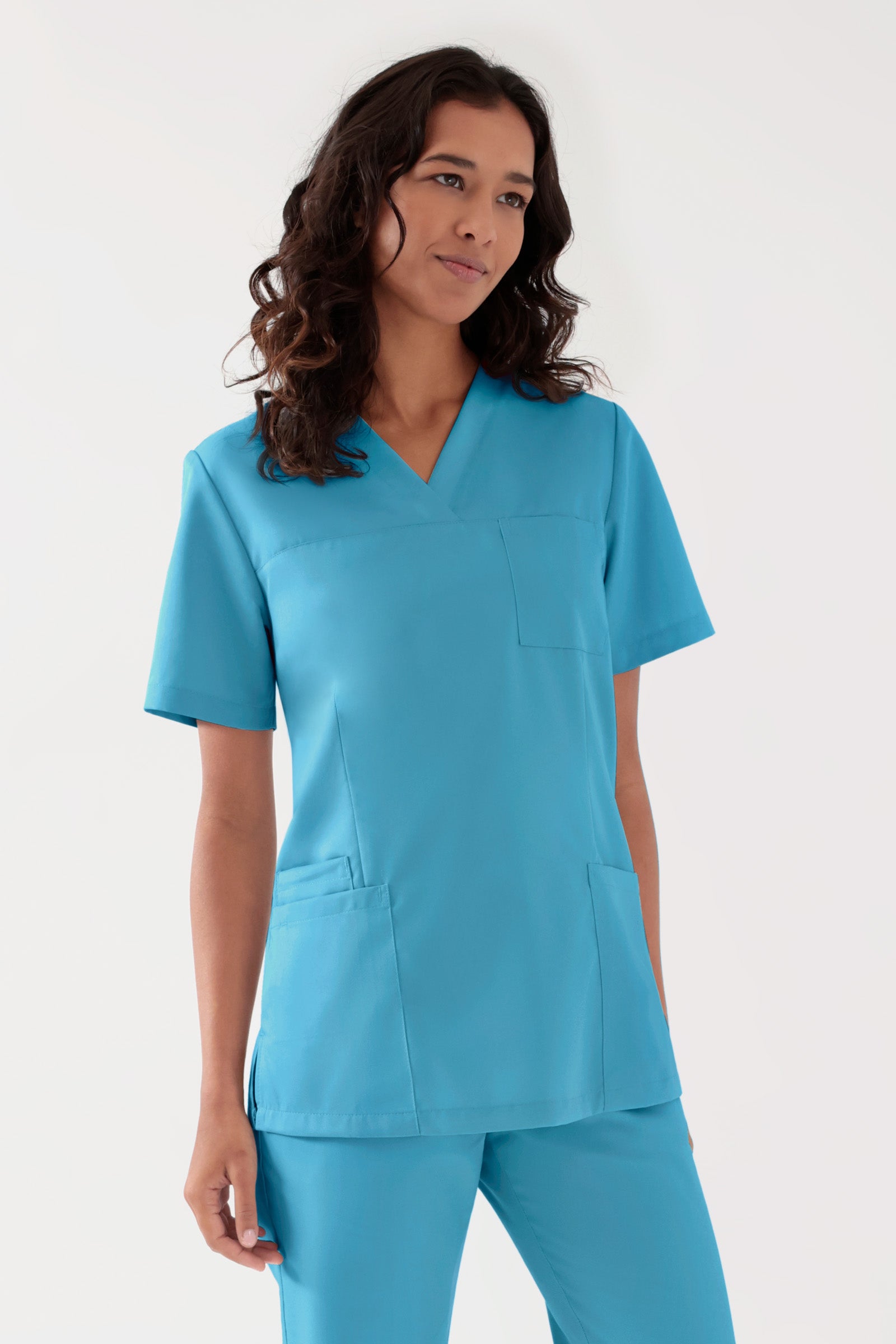 TENCEL™ Schlupfkasack Damen - V-Ausschnitt dark türkis