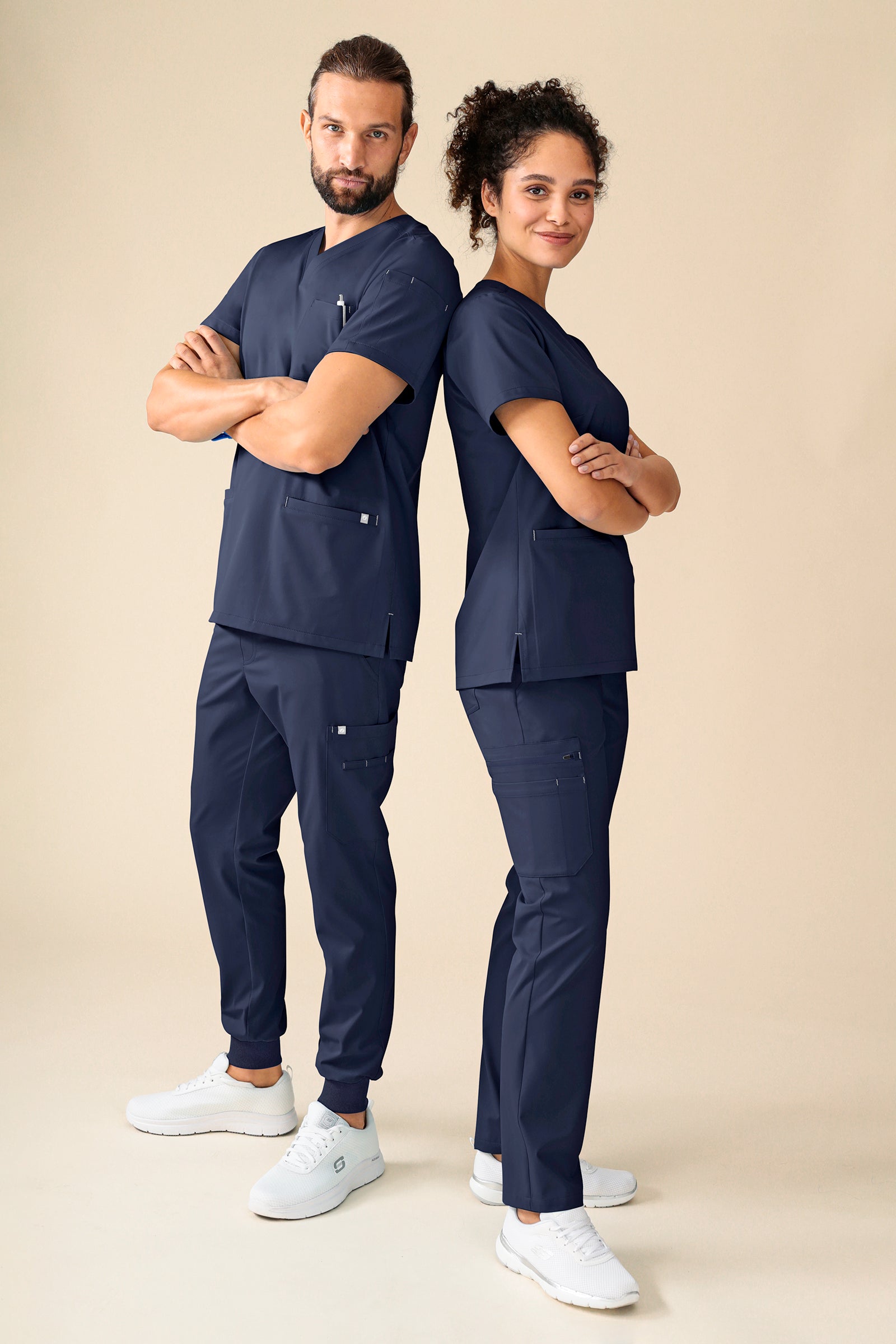 KAERE Schlupfkasack Damen - V-Ausschnitt navy