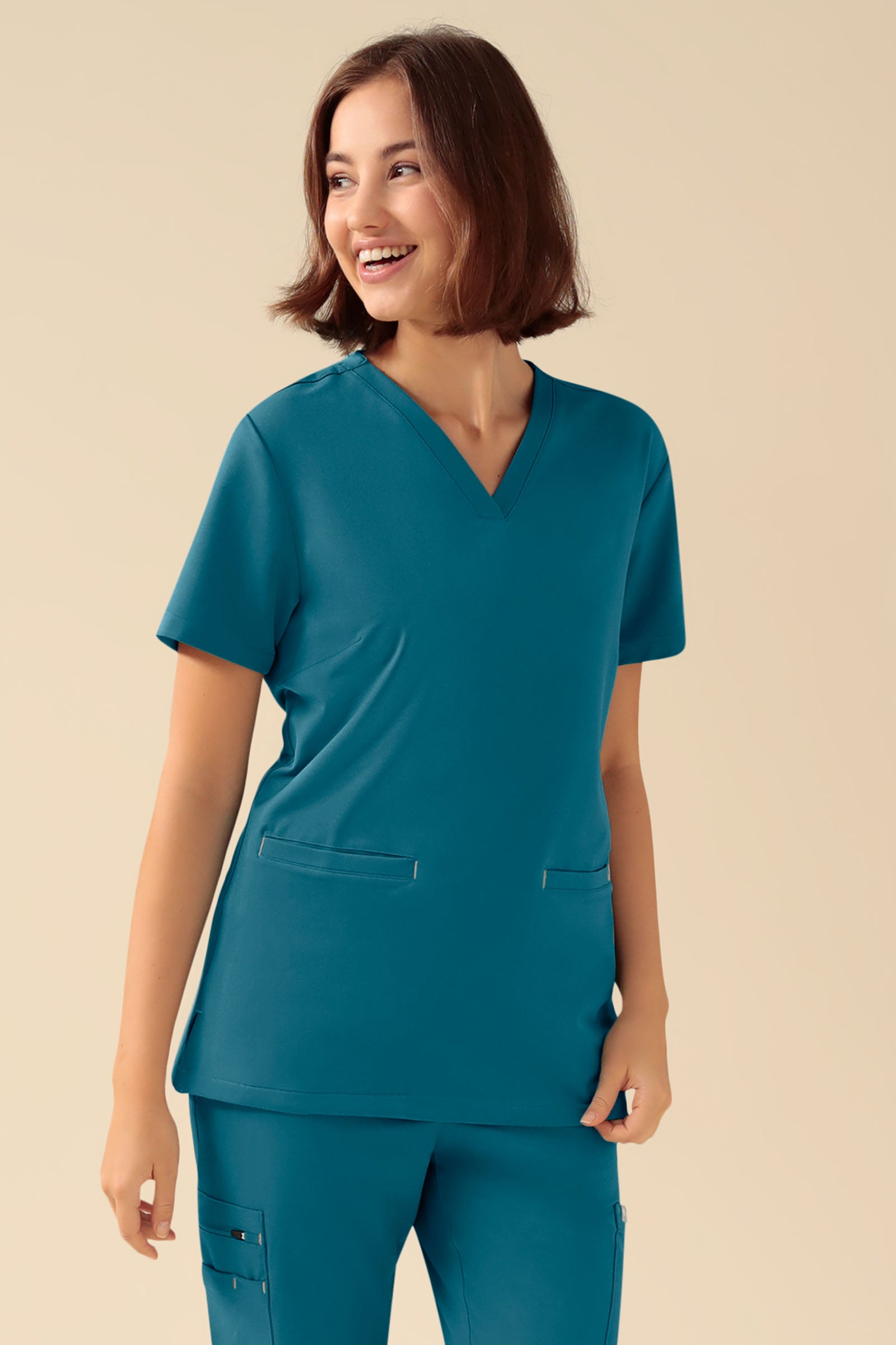 KAERE Schlupfkasack Damen - V-Ausschnitt petrol