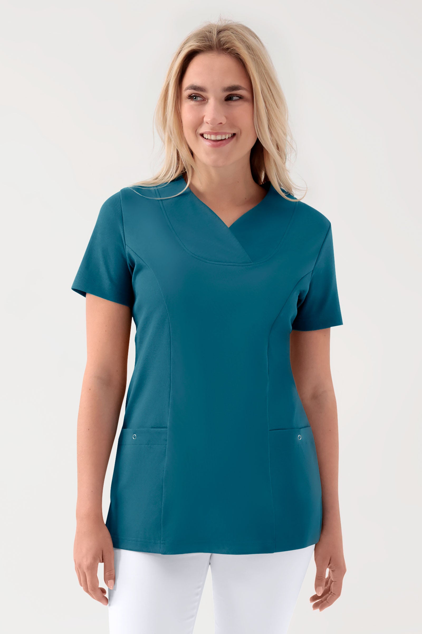 COMFY FLEX Stretch Schlupfkasack Damen - Herzausschnitt petrol