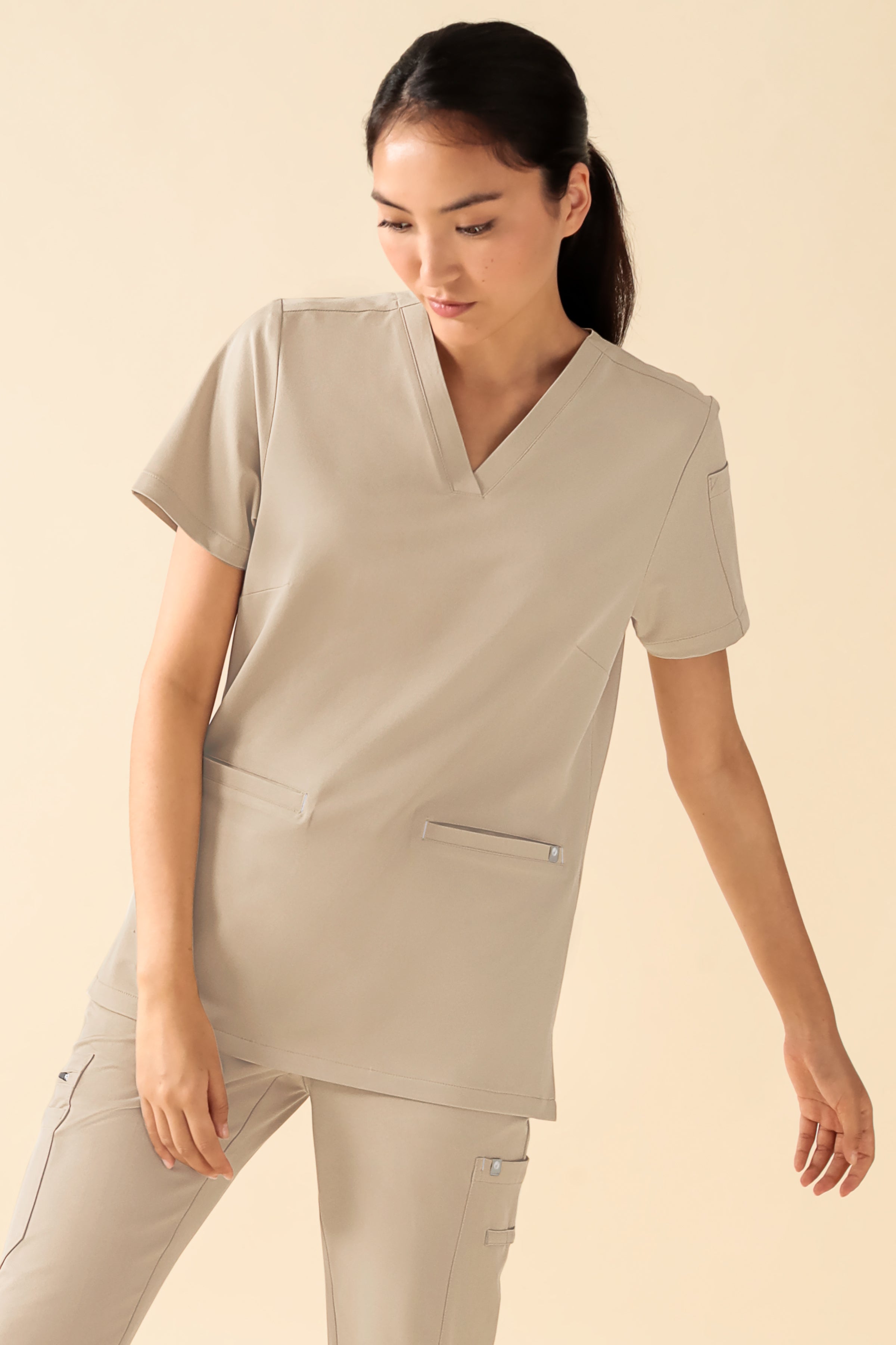 KAERE Schlupfkasack Damen - V-Ausschnitt sand