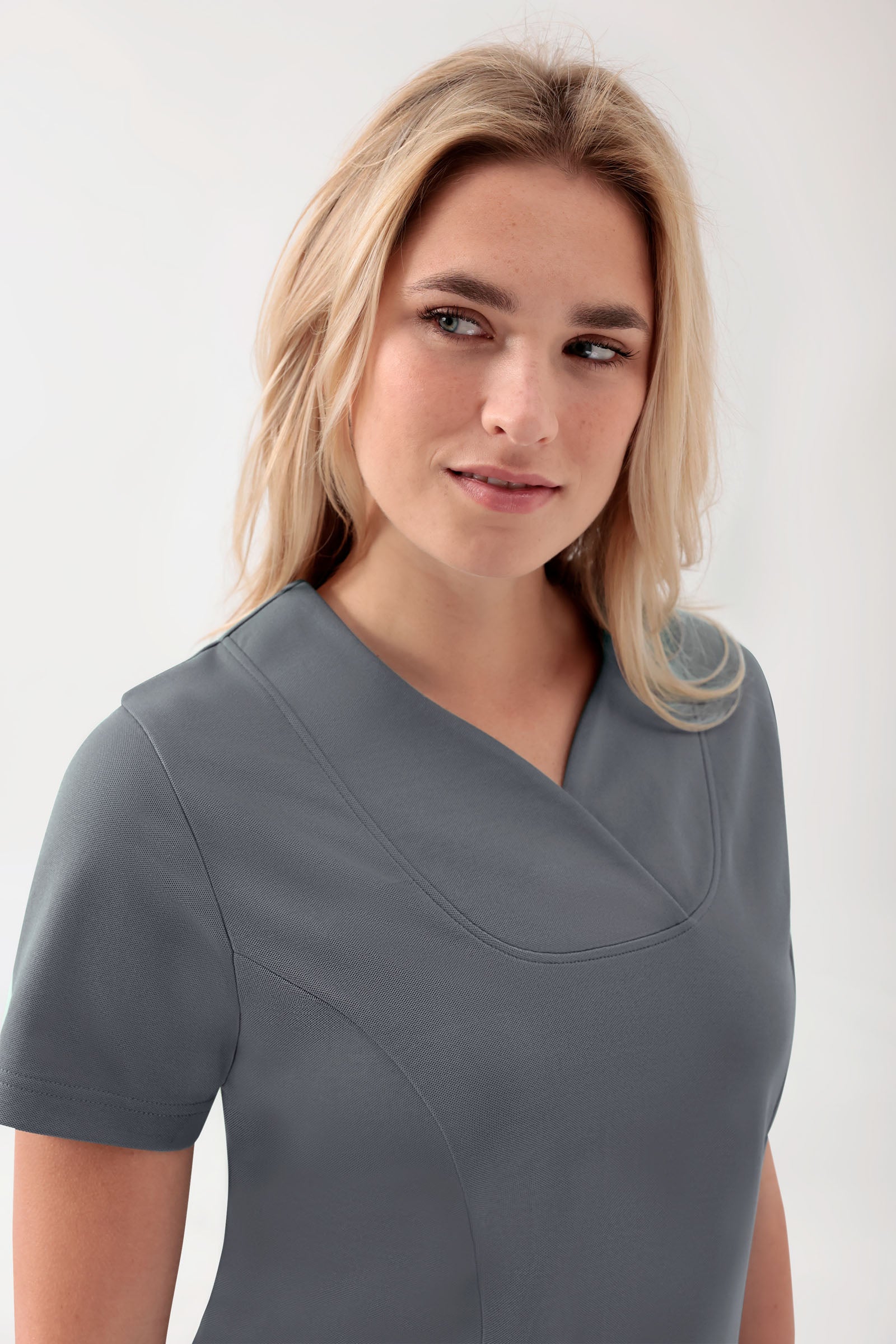 COMFY FLEX Stretch Schlupfkasack Damen - Herzausschnitt steingrau