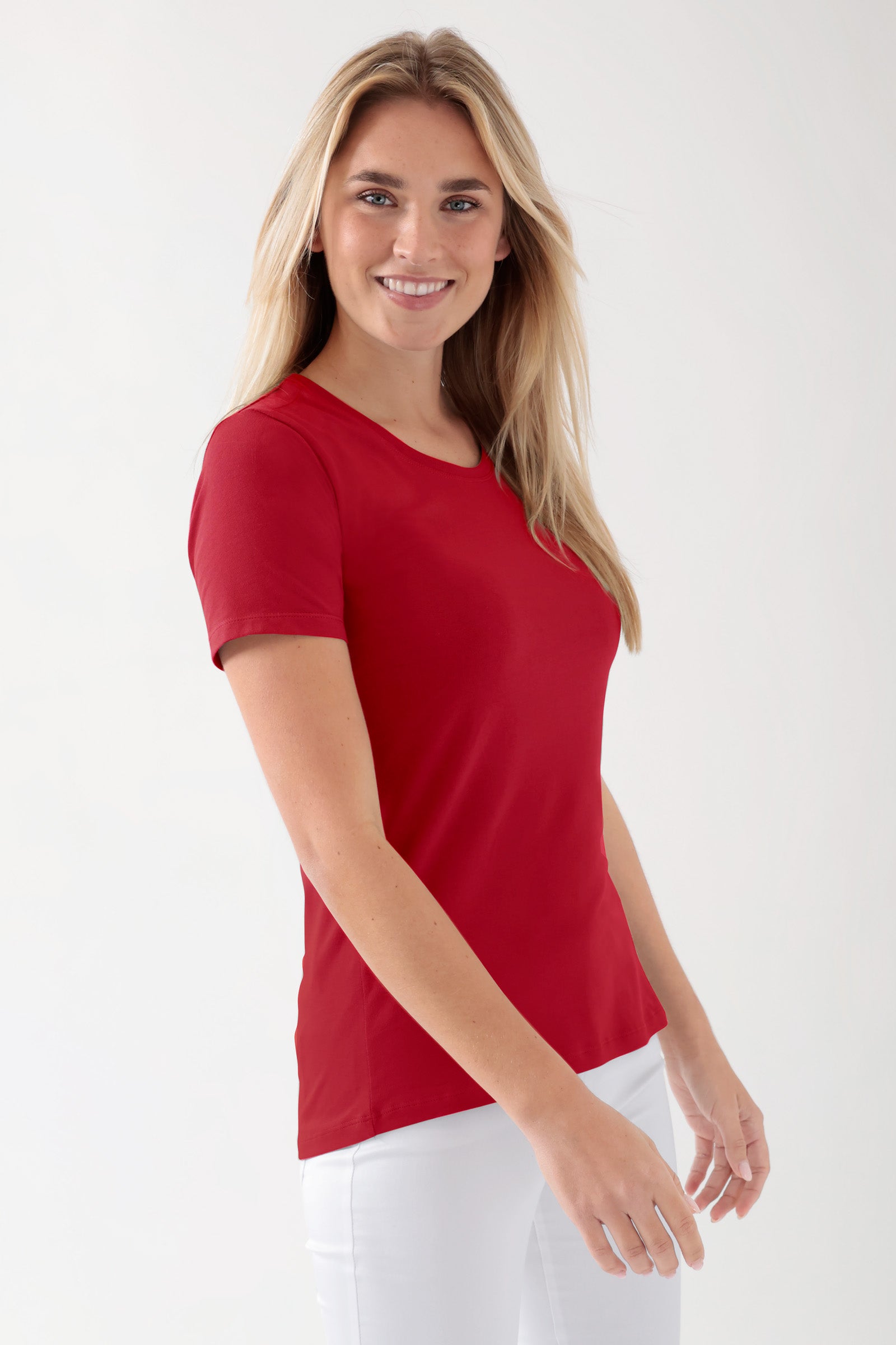 CORE Shirt Damen - Rundhalsausschnitt rot, Vorderansicht 