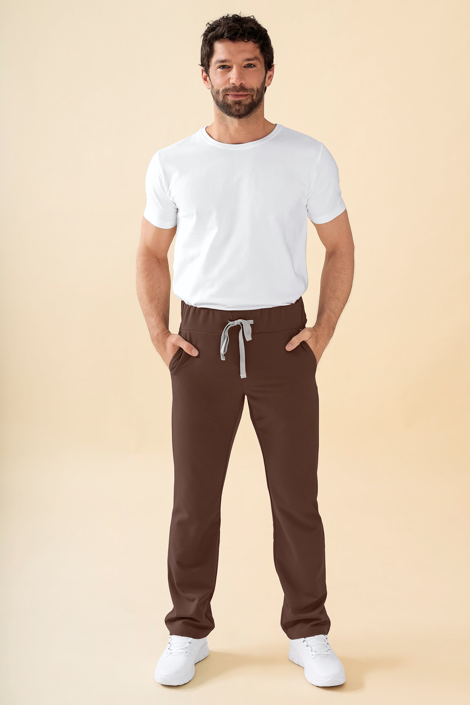 KAERE Hose Herren - gerader Saum Kurzgr. ohne Beintaschen coffee