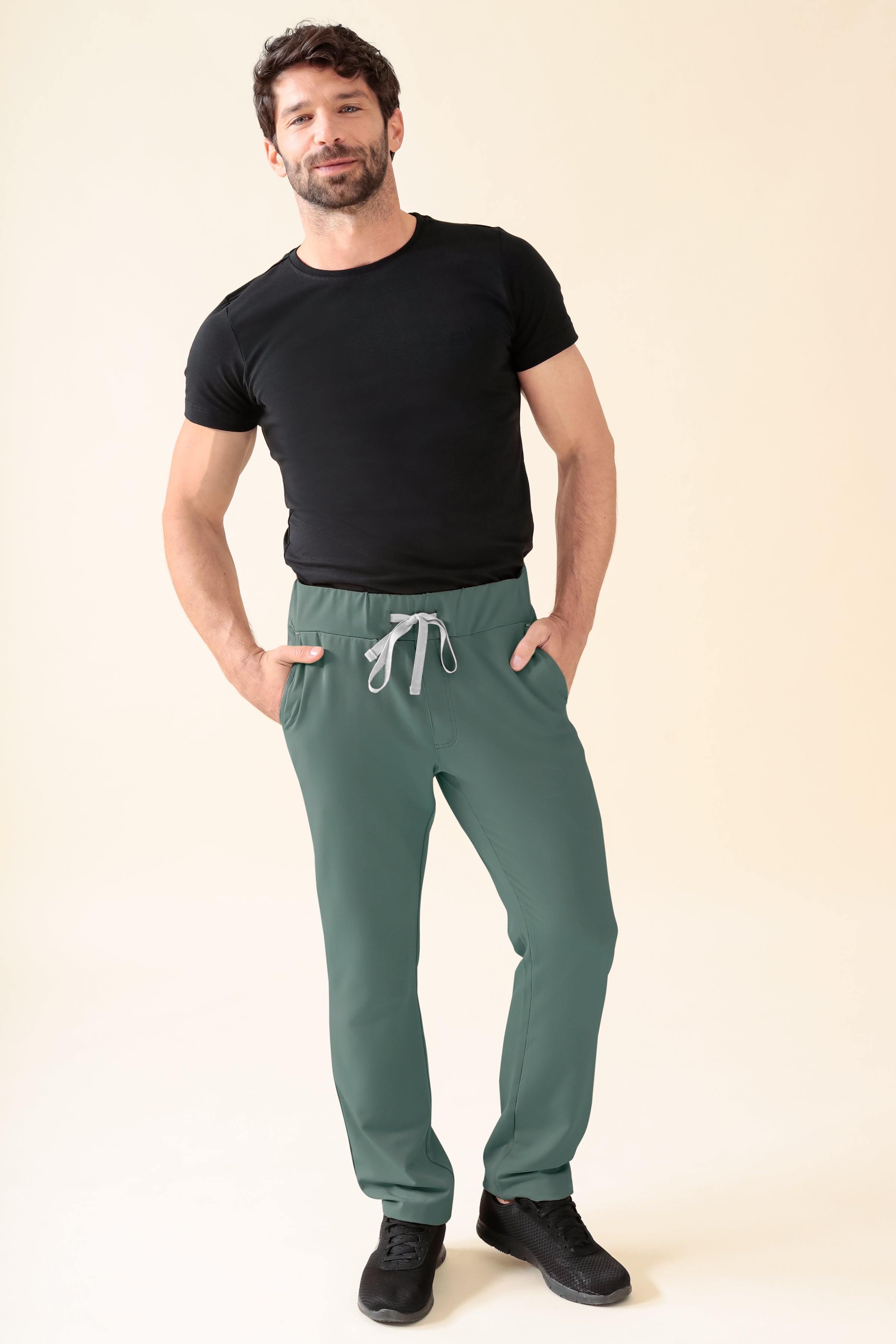 KAERE Hose Herren - gerader Saum Kurzgr. ohne Beintaschen dunkelgrün