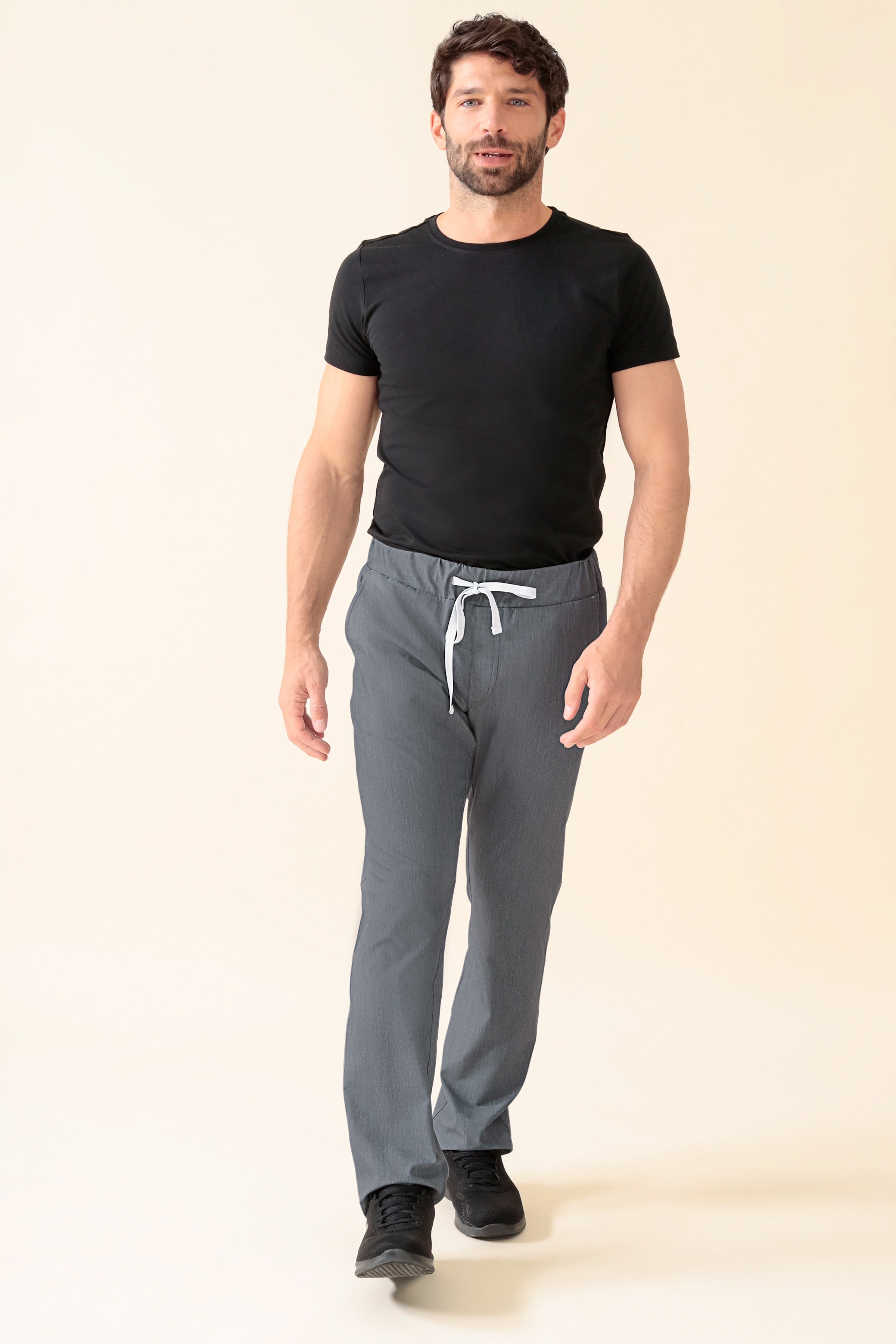 KAERE Hose Herren - gerader Saum Kurzgr. ohne Beintaschen grau melange, Vue de face 