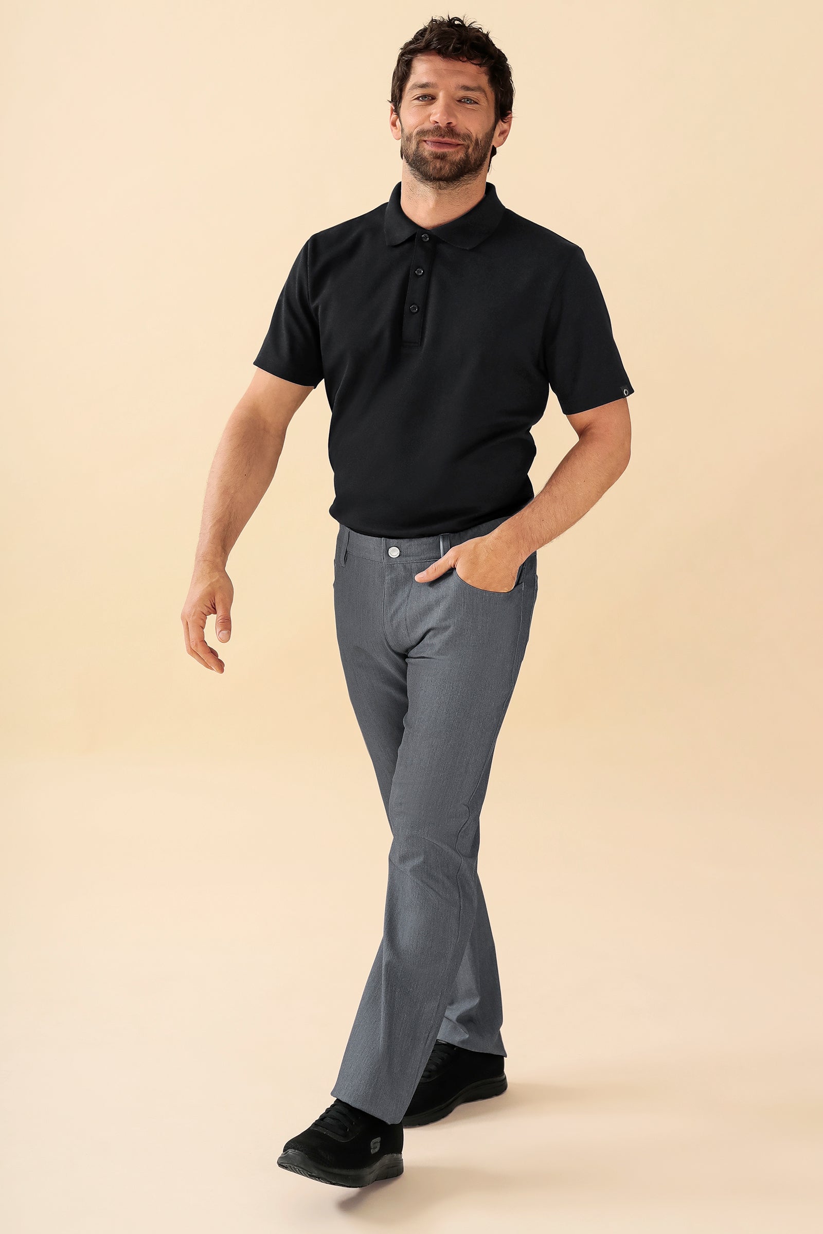 KAERE Hose Herren - 5-Pocket grau melange, Vue de face 