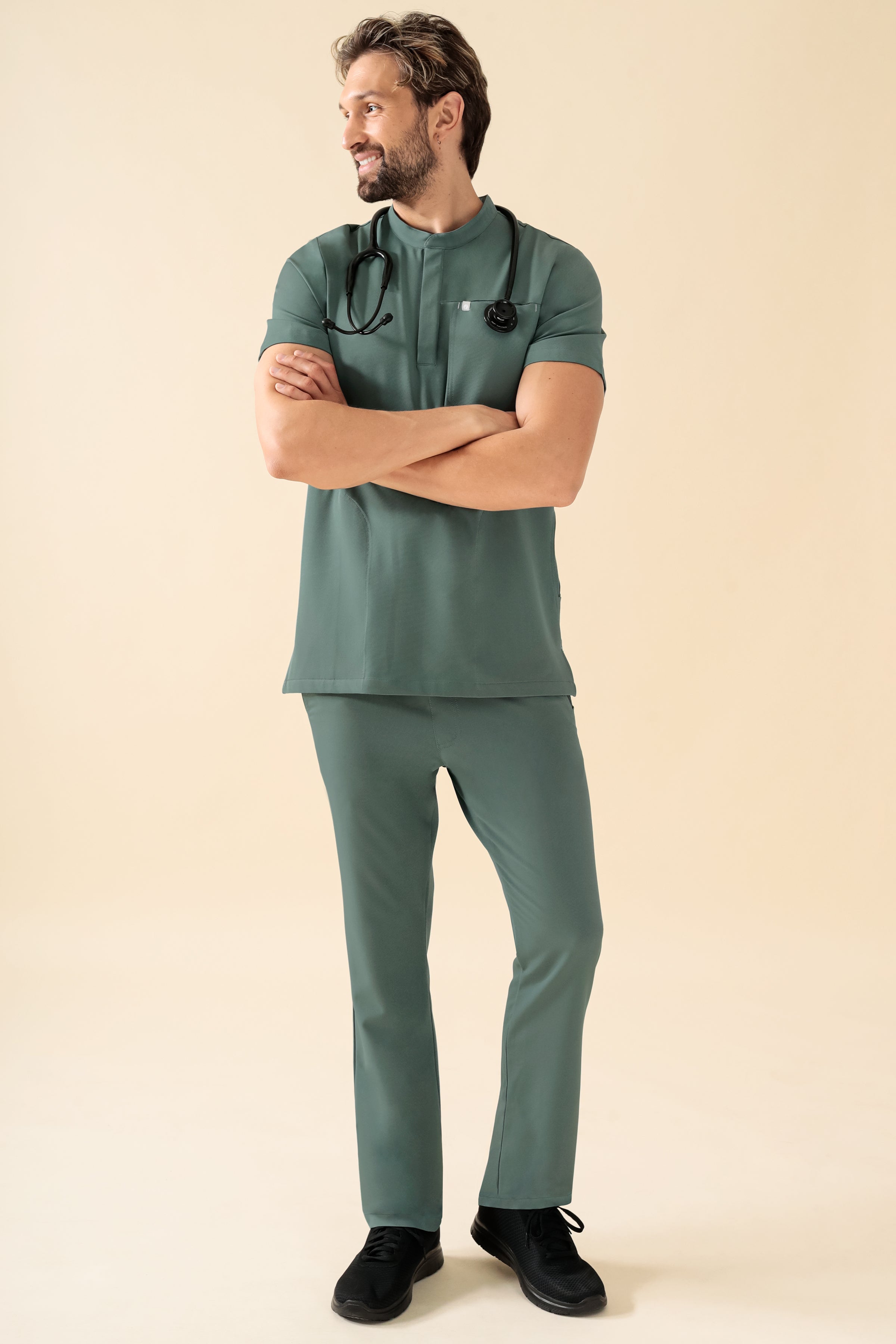 KAERE Schlupfkasack Herren - Stehkragen dunkelgrün