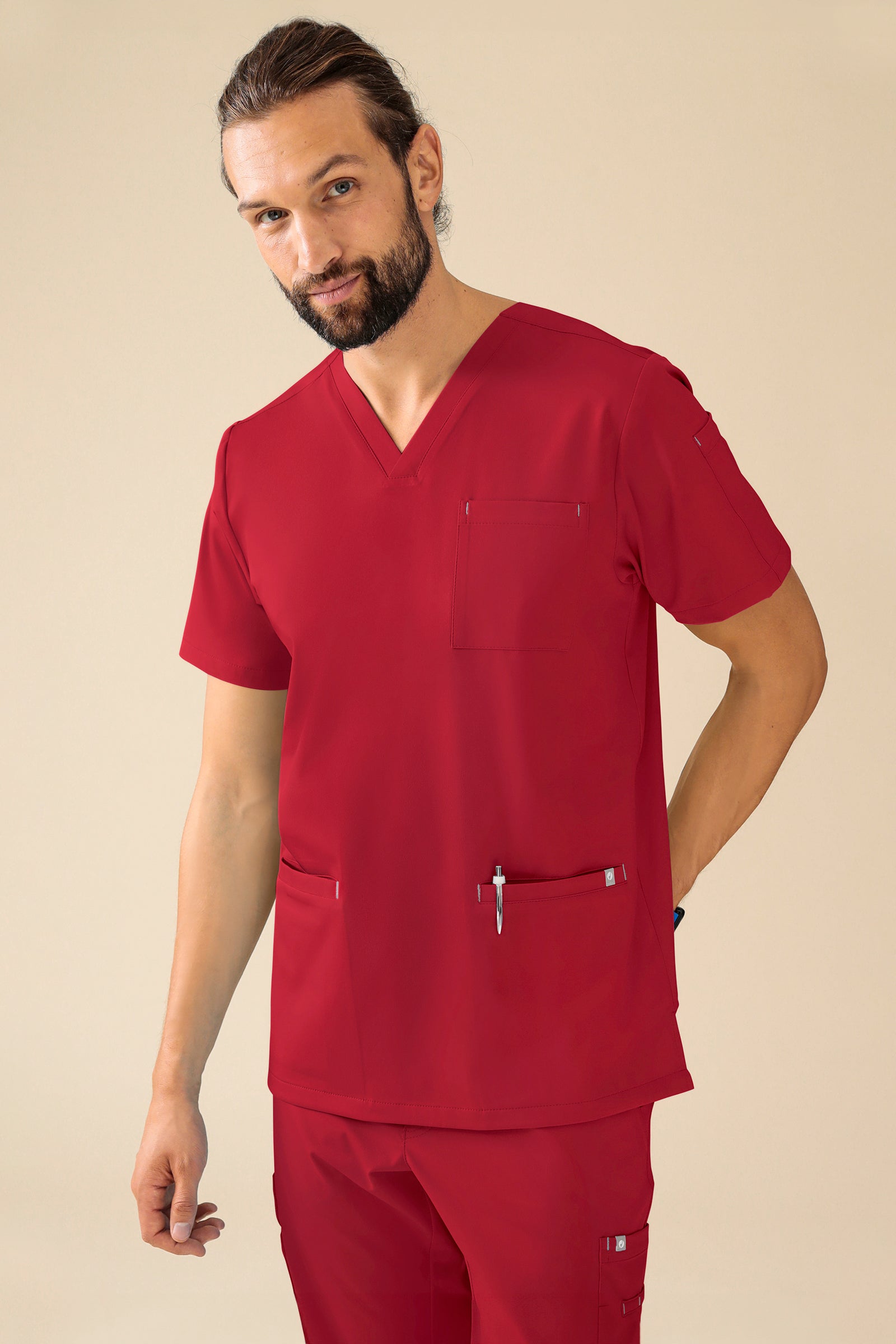 KAERE Schlupfkasack Herren - V-Ausschnitt rot, Vue de face 