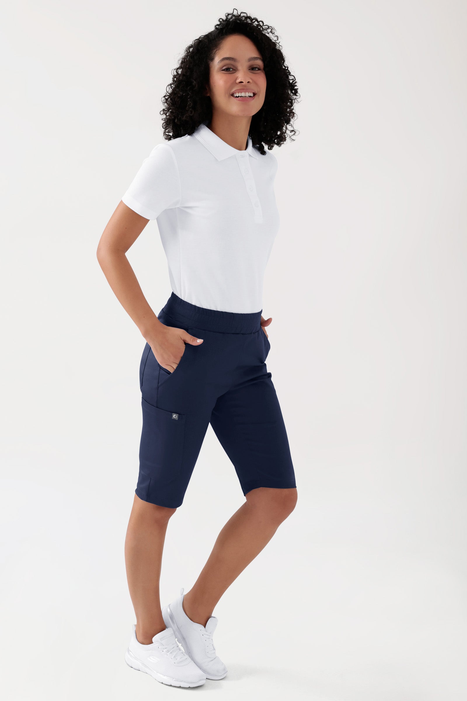 COMFY FLEX Stretch Hose Unisex - Bermuda navy, Vue de face Le mannequin mesure 175 cm et porte la taille S