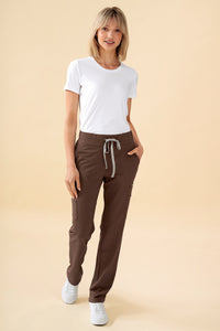 KAERE Hose Damen - gerader Saum mit Beintaschen coffee