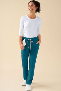 KAERE Hose Damen - gerader Saum mit Beintaschen petrol