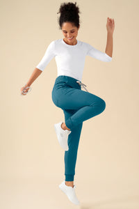 KAERE Hose Damen - Saumbündchen ohne Beintaschen petrol