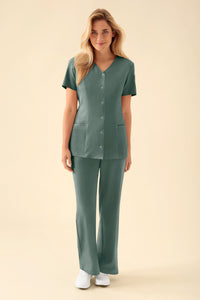 KAERE Kasack Damen - durchgeknöpft dunkelgrün