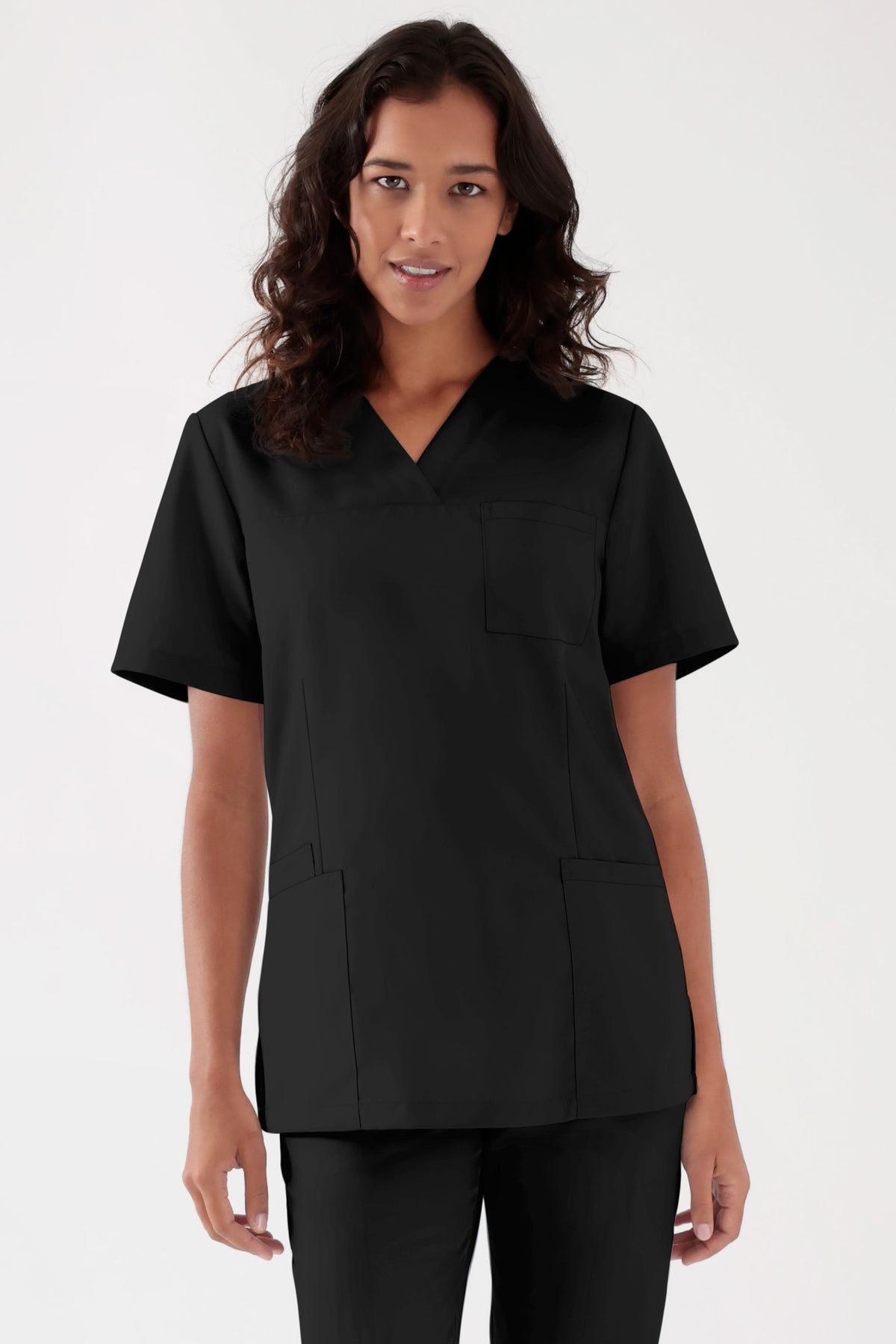 TENCEL™ Schlupfkasack Damen - V-Ausschnitt schwarz