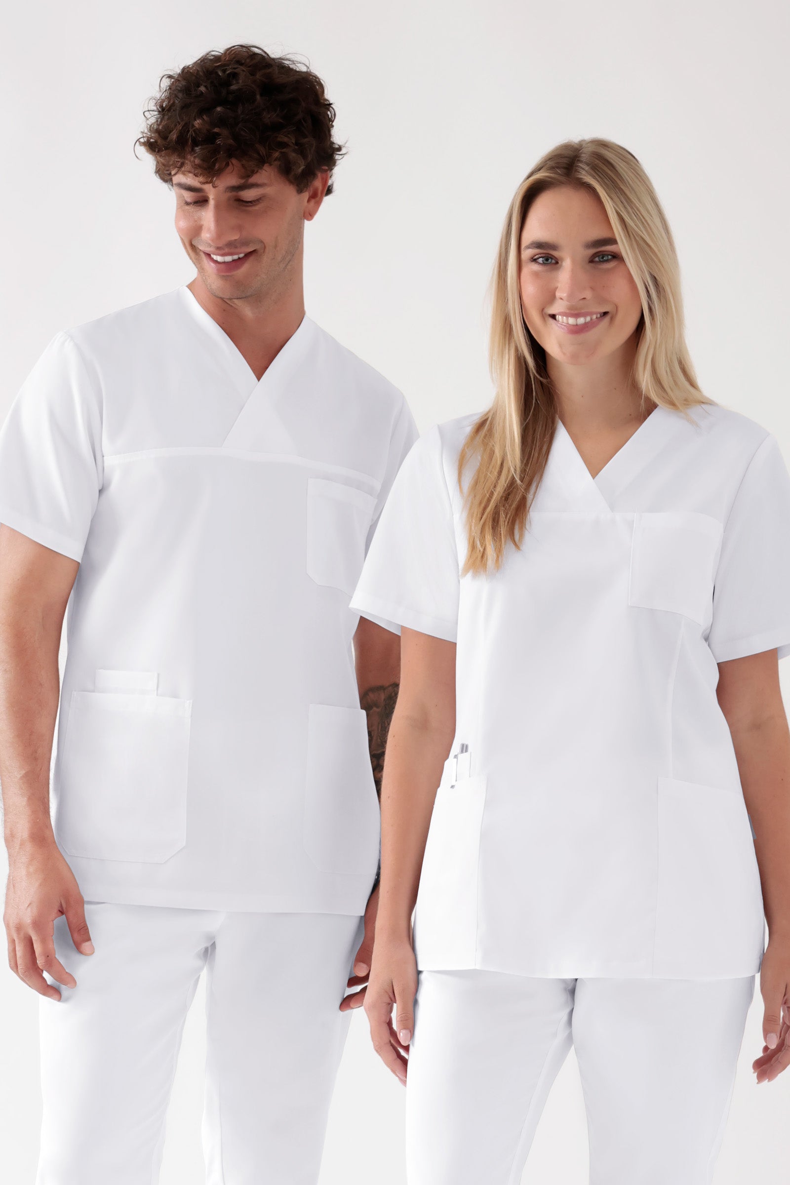 TENCEL™ Schlupfkasack Herren - V-Ausschnitt weiss, Vorderansicht 