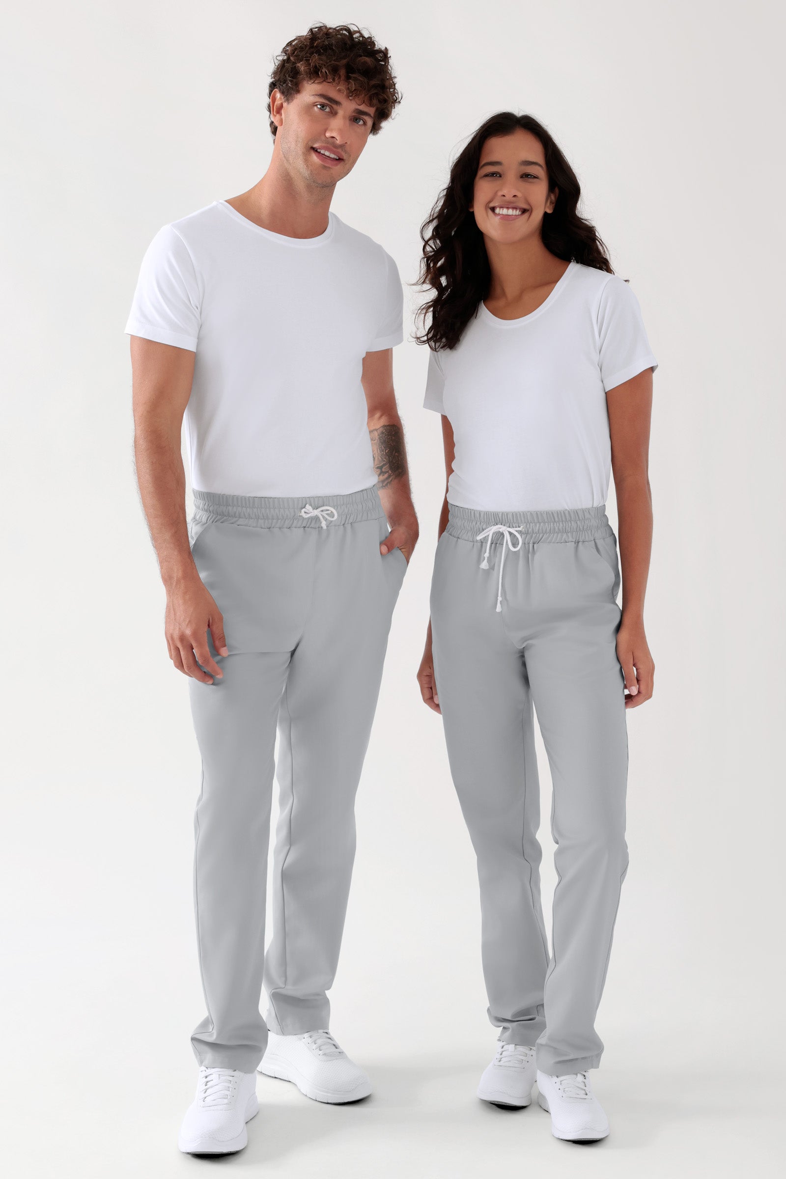 Lyocell Hose Unisex - Rundumgummibund perlgrau