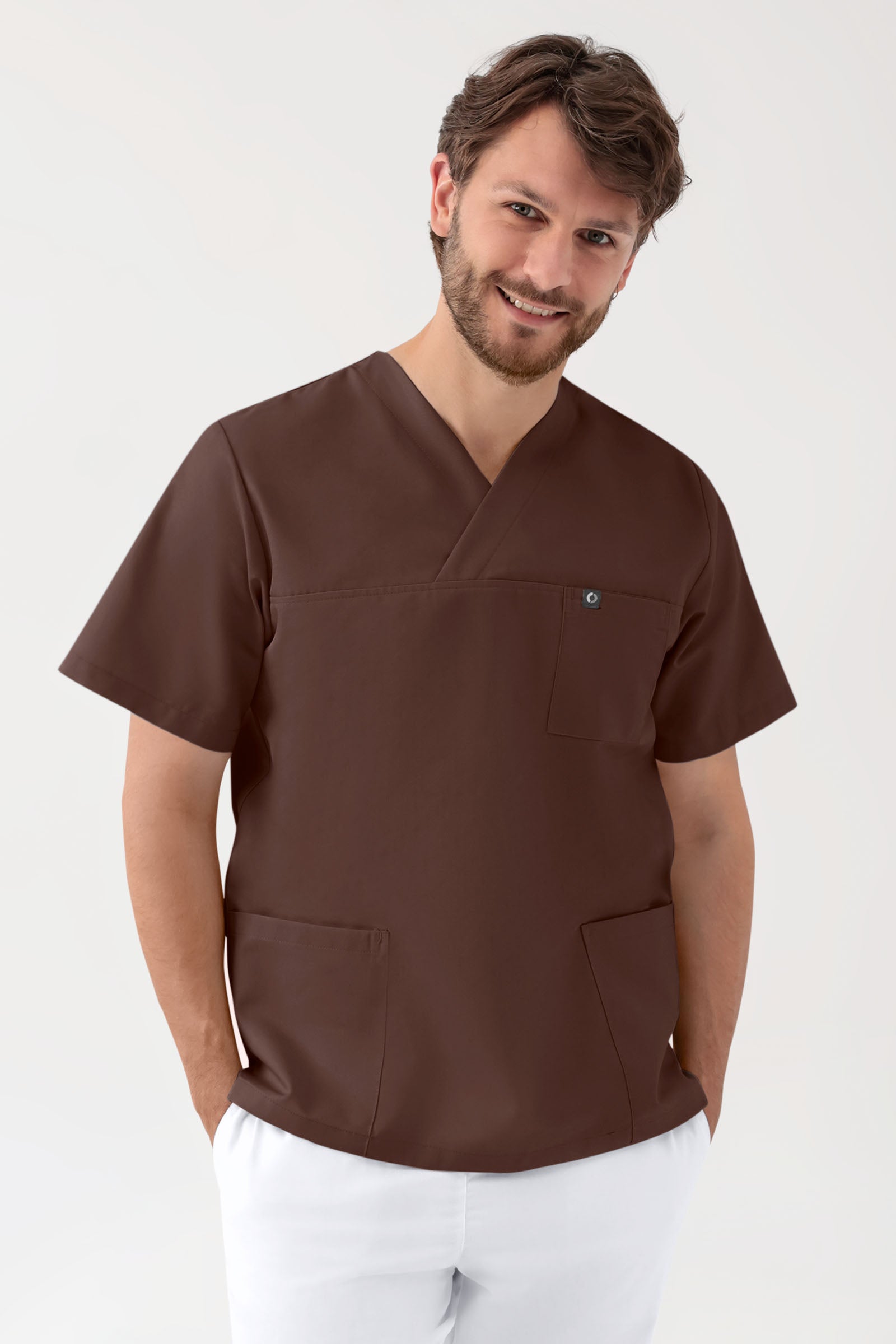 GREEN Stretch Schlupfkasack Unisex - V-Ausschnitt coffee, Vue de face 