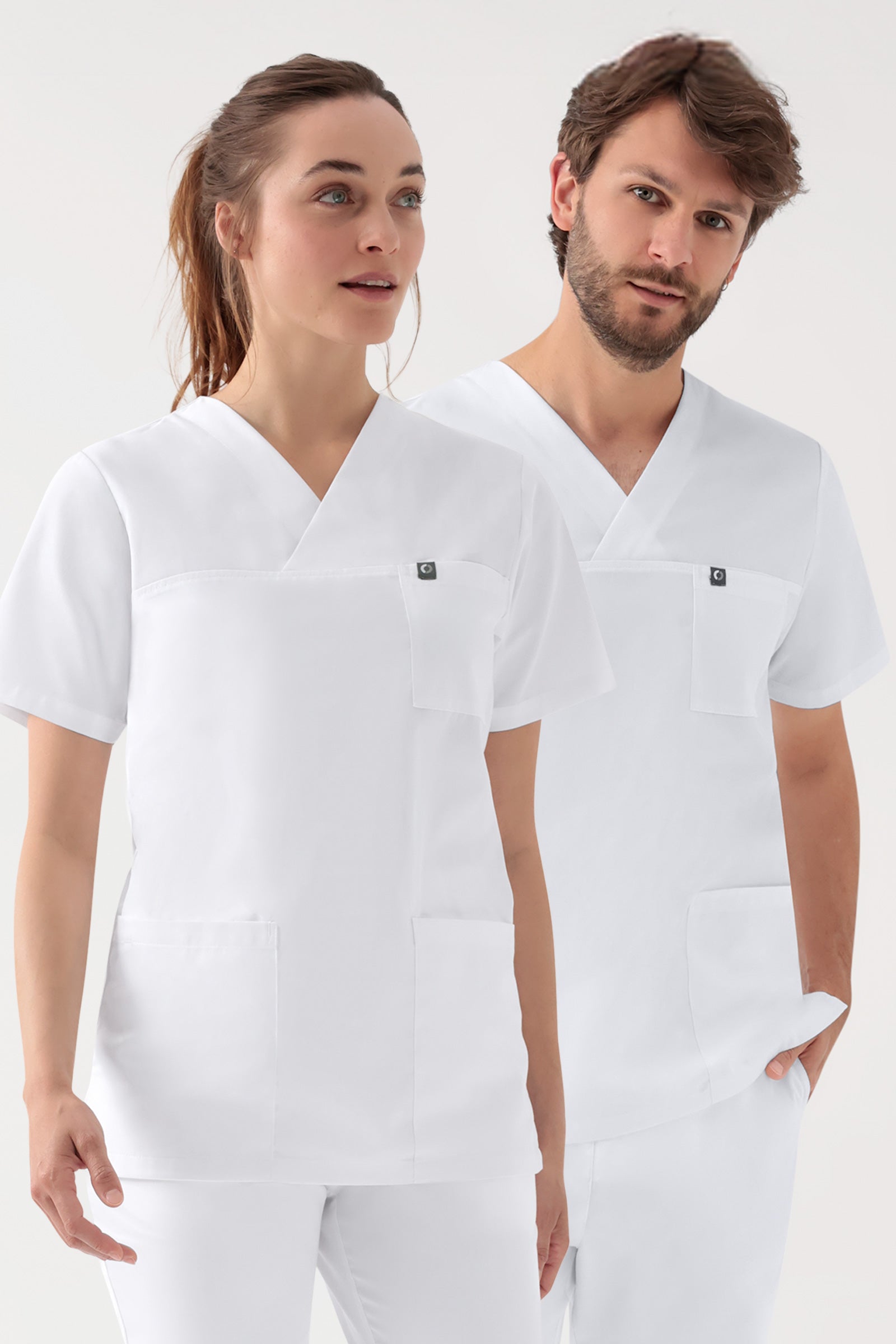 GREEN Stretch Schlupfkasack Unisex - V-Ausschnitt weiss