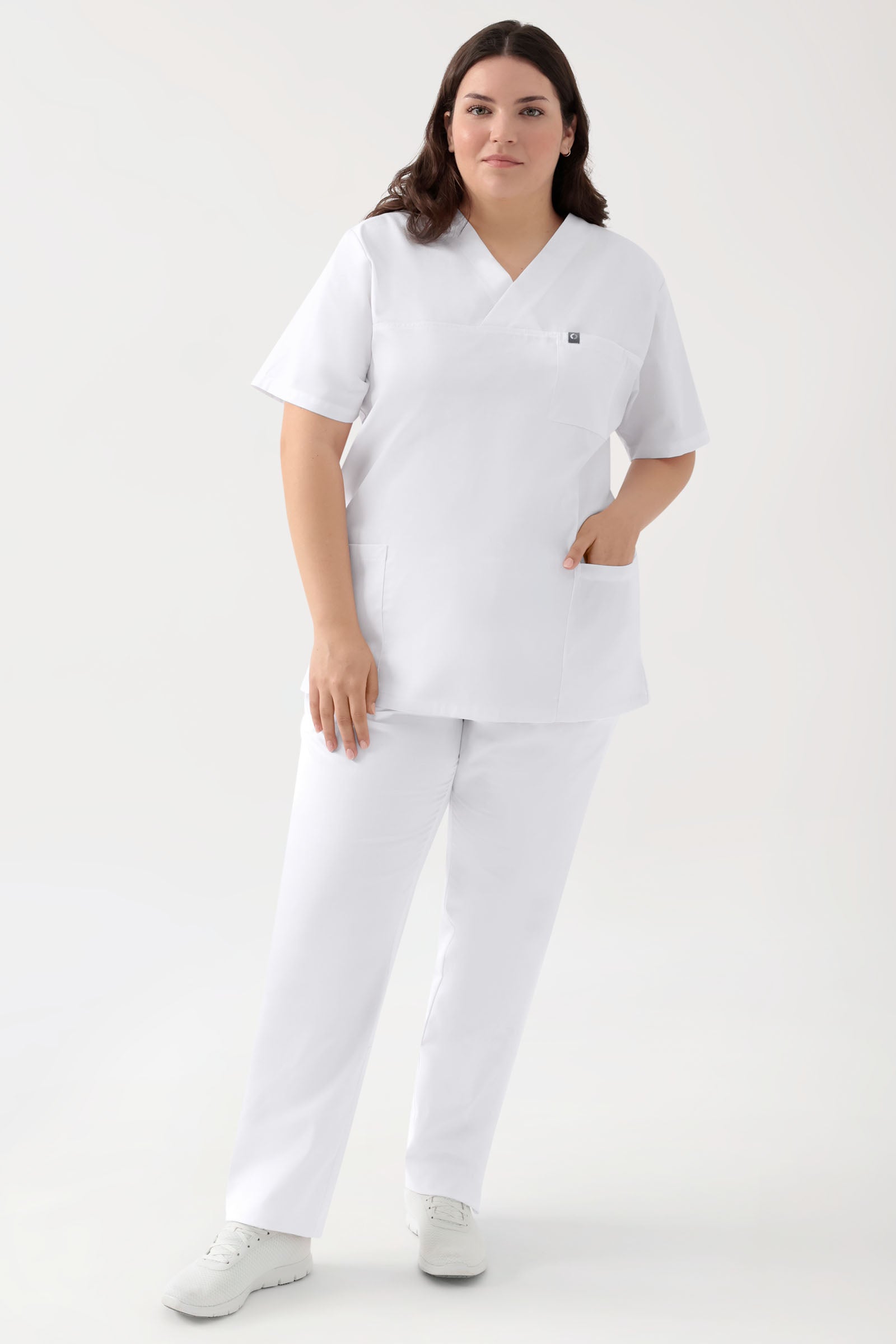 GREEN Stretch Schlupfkasack Unisex - V-Ausschnitt weiss, Vue de face 