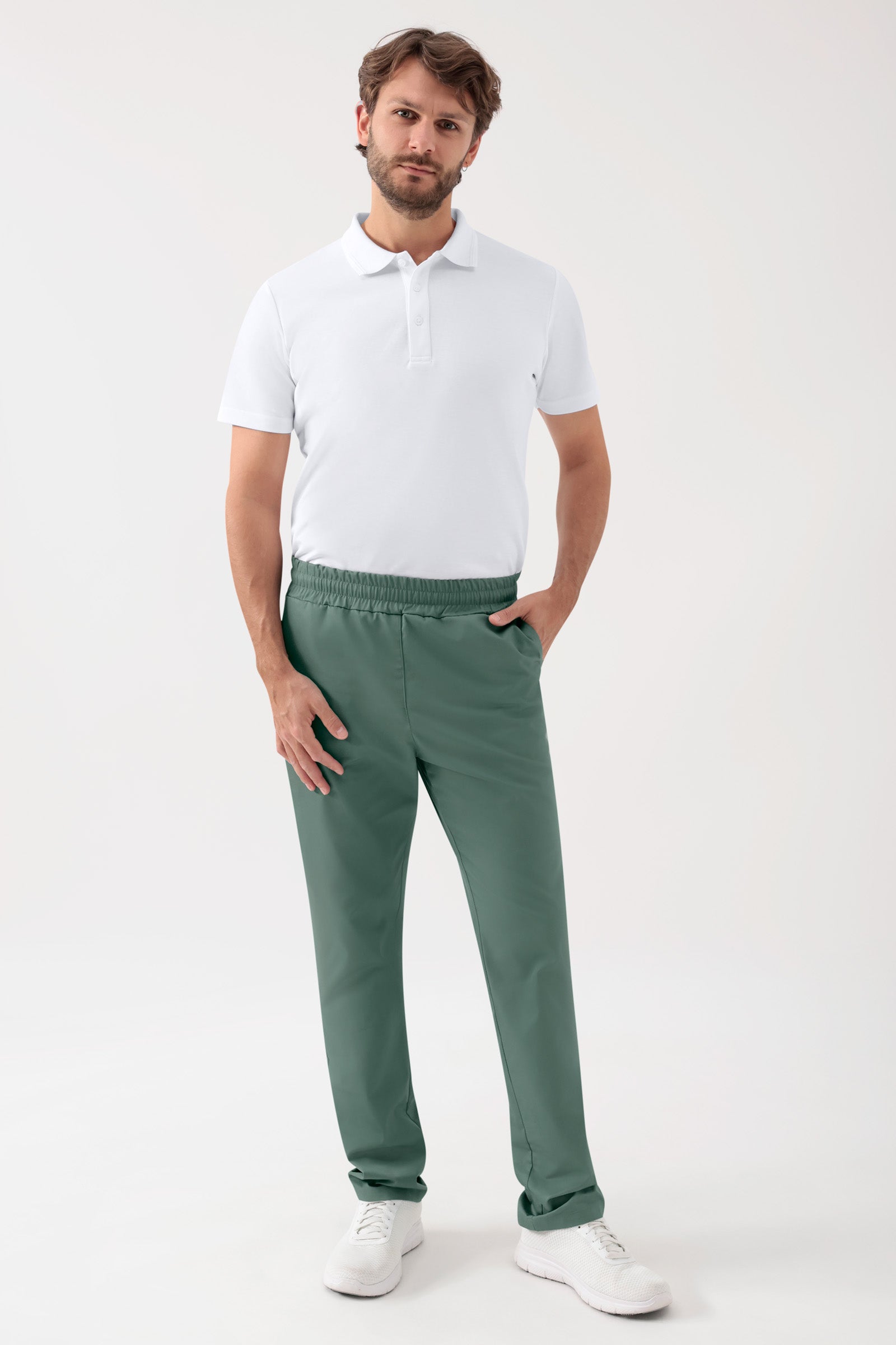 GREEN Stretch Hose Unisex - Rundumgummibund dunkelgrün, Vue de face 