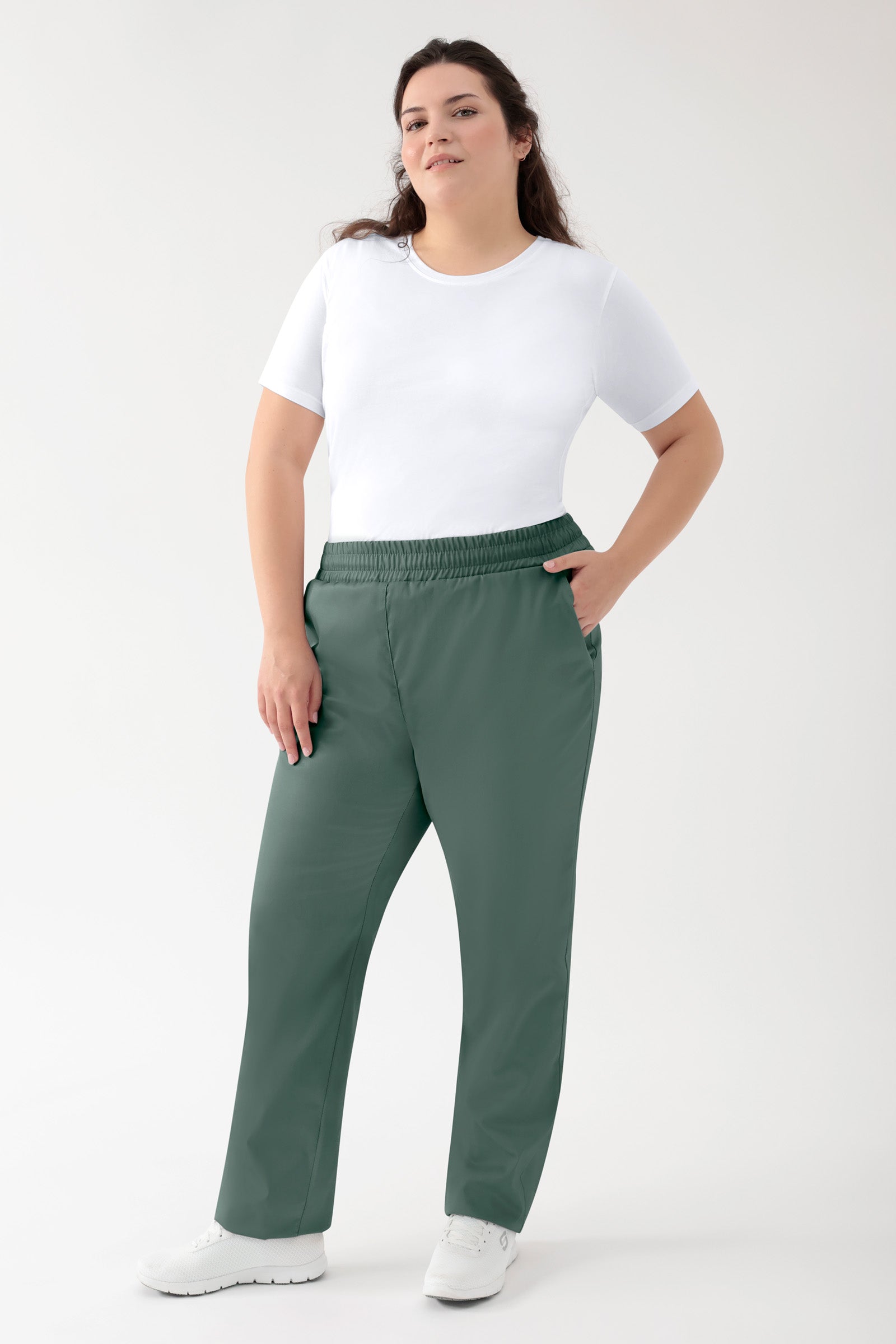 GREEN Stretch Hose Unisex - Rundumgummibund dunkelgrün, Vue de face 