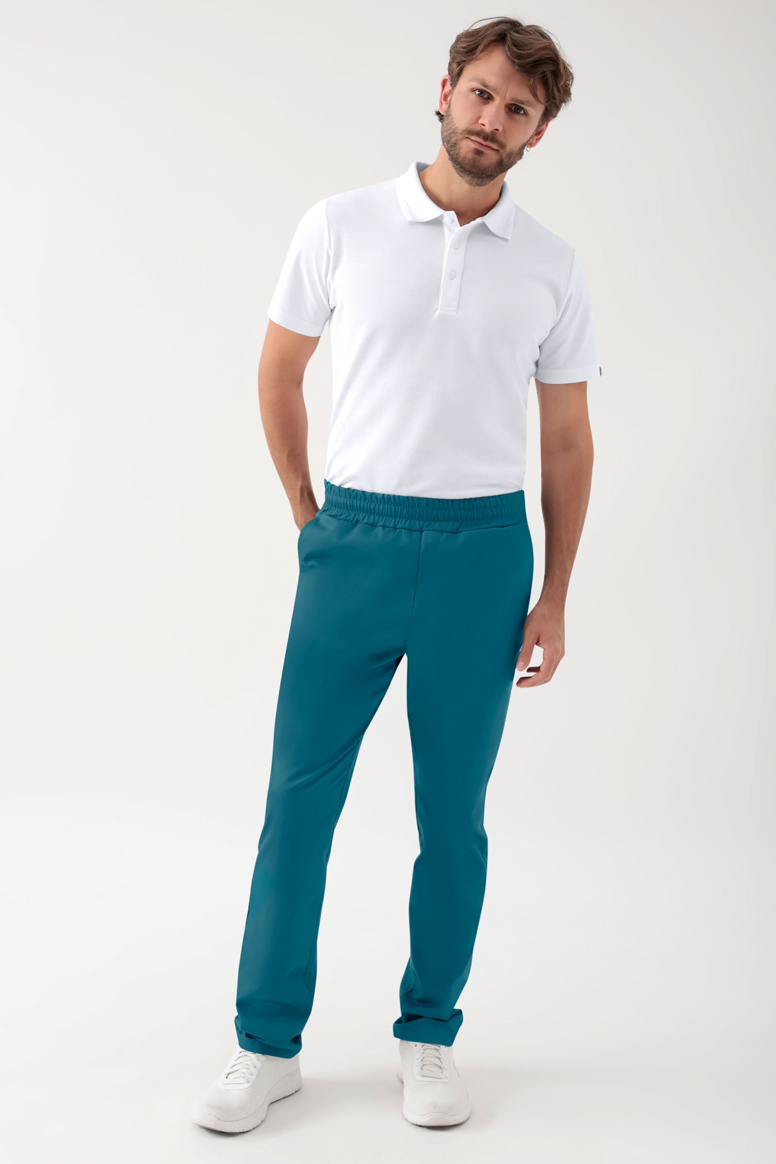 GREEN Stretch Hose Unisex - Rundumgummibund petrol, Vue de face 