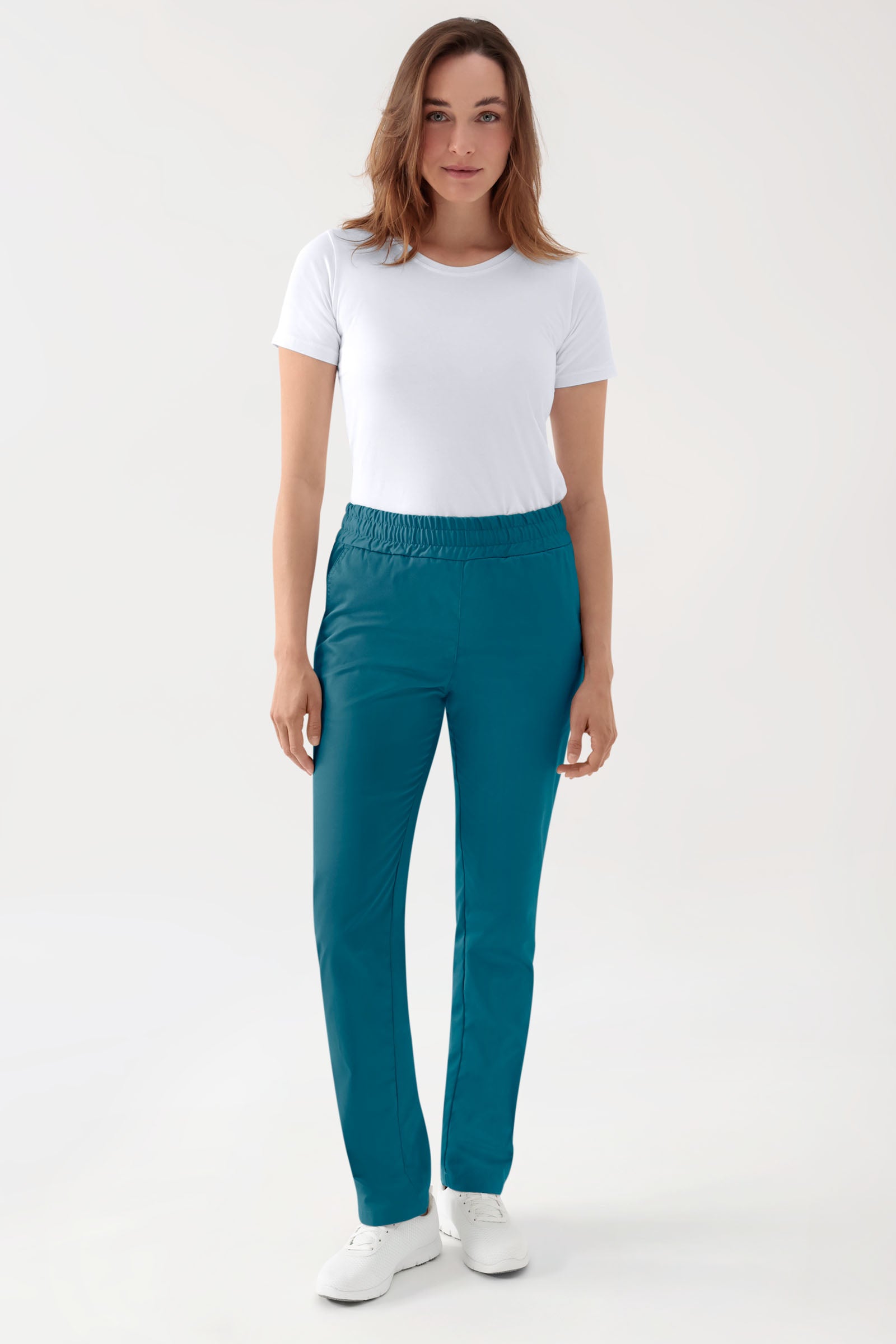 Stretch Hose Unisex - Rundumgummibund petrol, Vorderansicht 