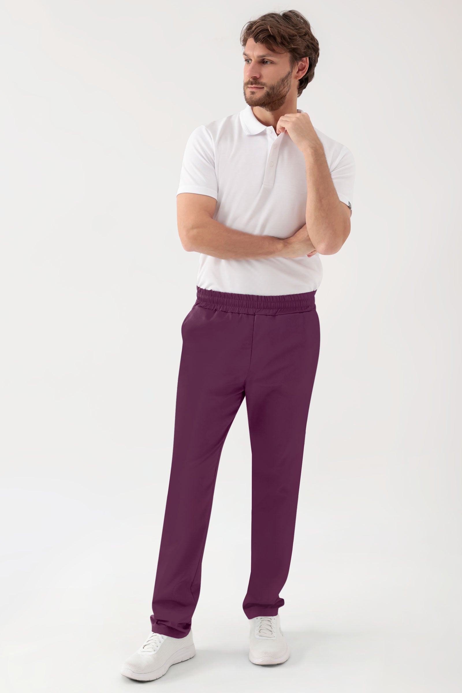 GREEN Stretch Hose Unisex - Rundumgummibund pflaume, Vorderansicht 