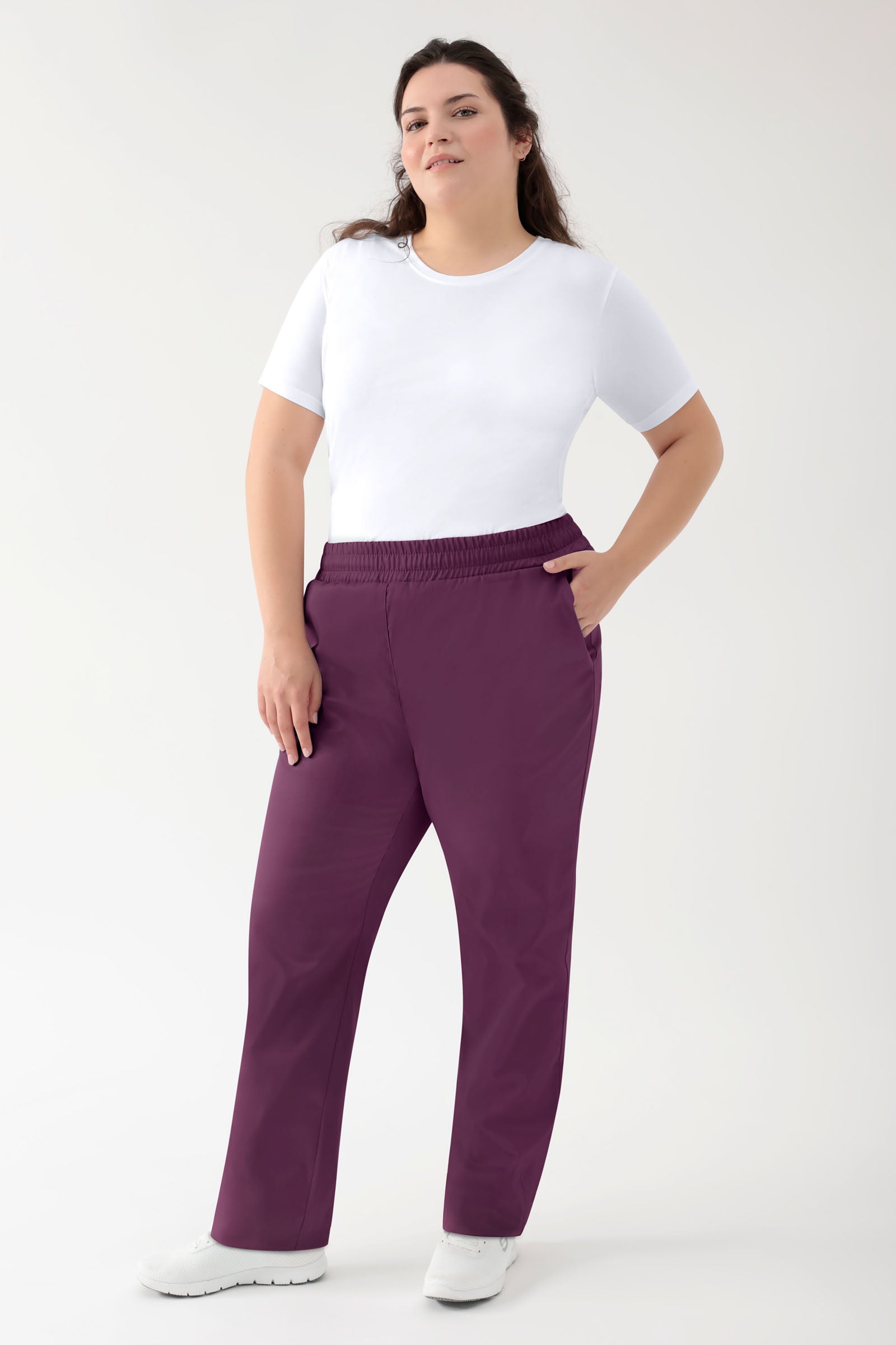 GREEN Stretch Hose Unisex - Rundumgummibund pflaume, Vorderansicht 